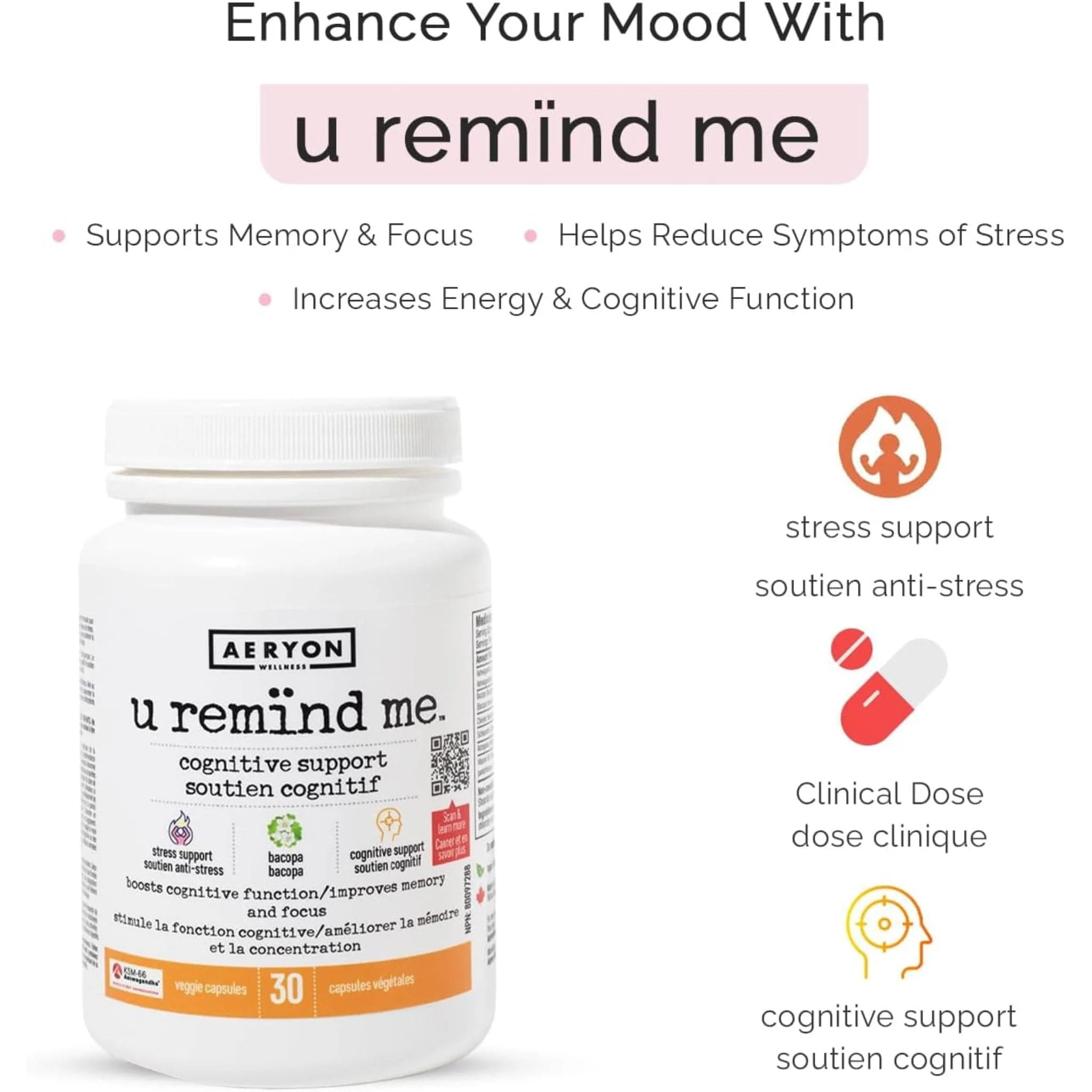 Aeryon Wellness U Remind Me Cognitive Support, 30 Capsules - Image 4