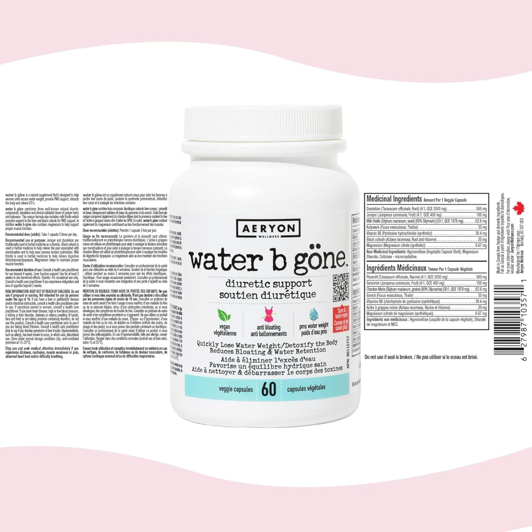Aeryon Wellness Water B Gone, 60 Capsules - Image 3