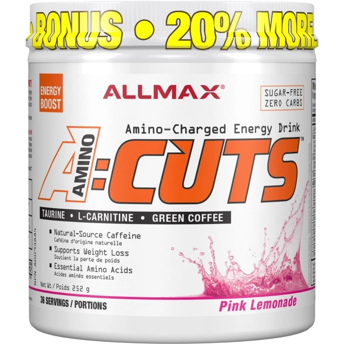 Allmax A:Cuts Aminocuts Amino-Charged Energy Drink, 4.2g Amino Acids, Sugar-Free, 36 Servings - Image 10