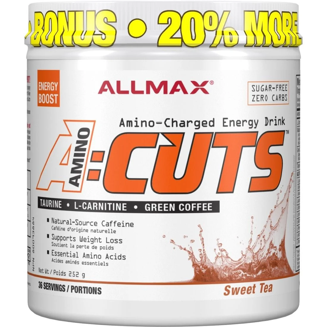 Allmax A:Cuts Aminocuts Amino-Charged Energy Drink, 4.2g Amino Acids, Sugar-Free, 36 Servings - Image 11