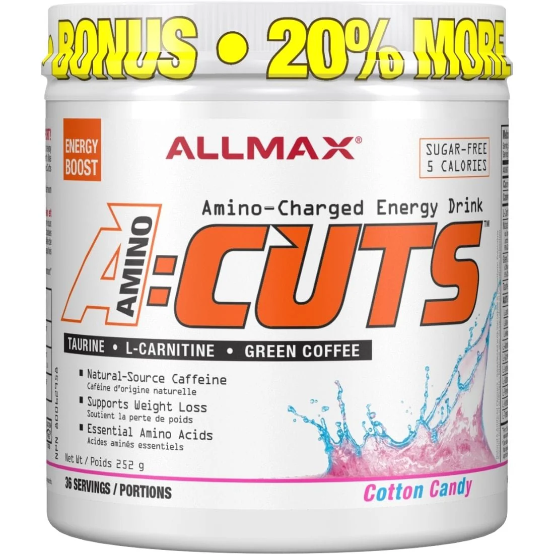 Allmax A:Cuts Aminocuts Amino-Charged Energy Drink, 4.2g Amino Acids, Sugar-Free, 36 Servings - Image 4
