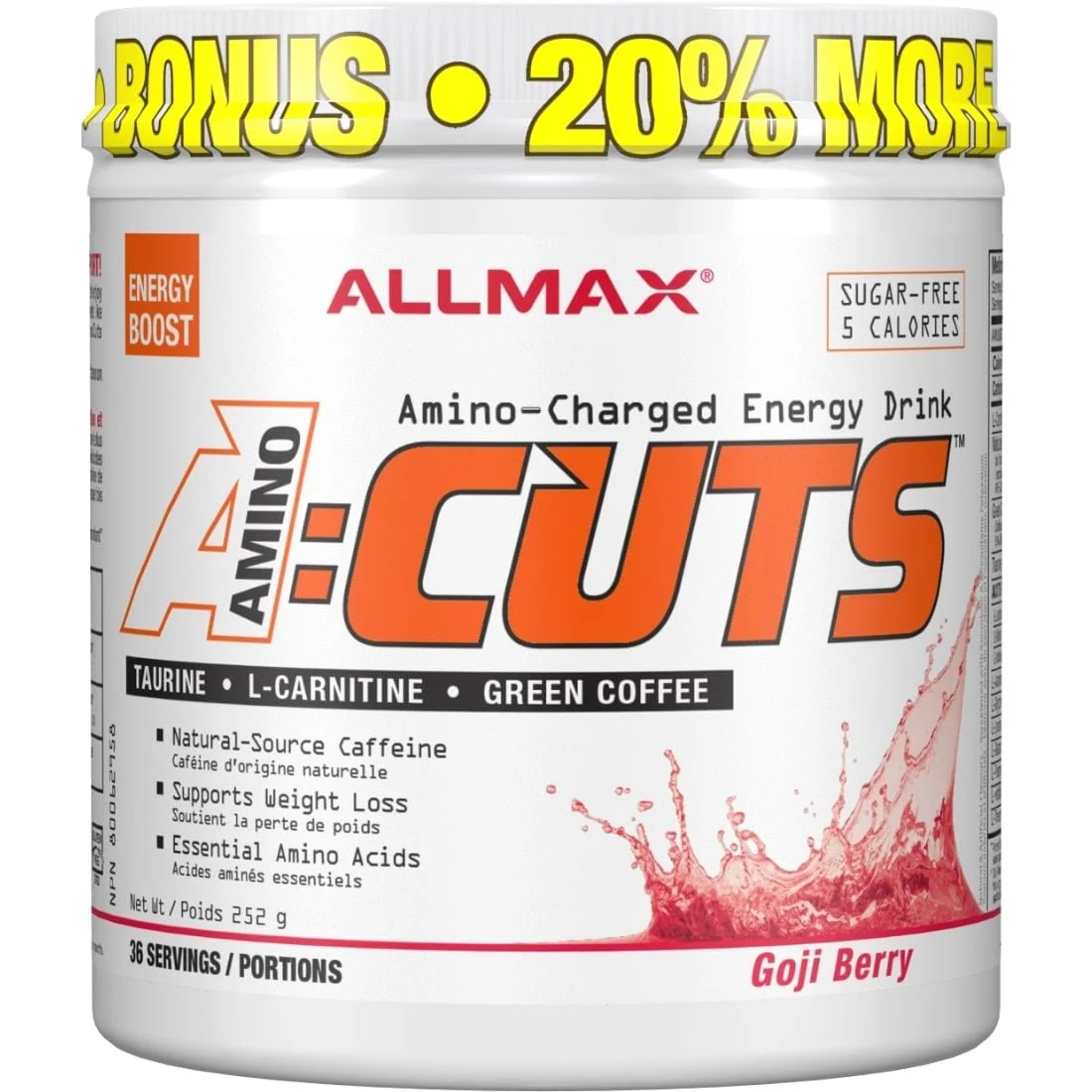 Allmax A:Cuts Aminocuts Amino-Charged Energy Drink, 4.2g Amino Acids, Sugar-Free, 36 Servings - Image 5