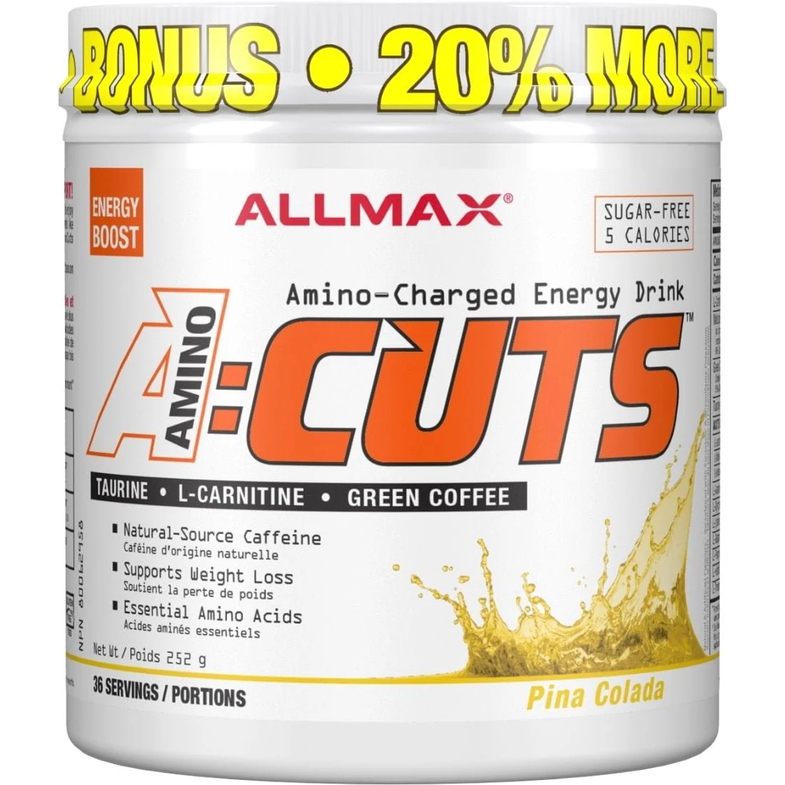 Allmax A:Cuts Aminocuts Amino-Charged Energy Drink, 4.2g Amino Acids, Sugar-Free, 36 Servings - Image 8