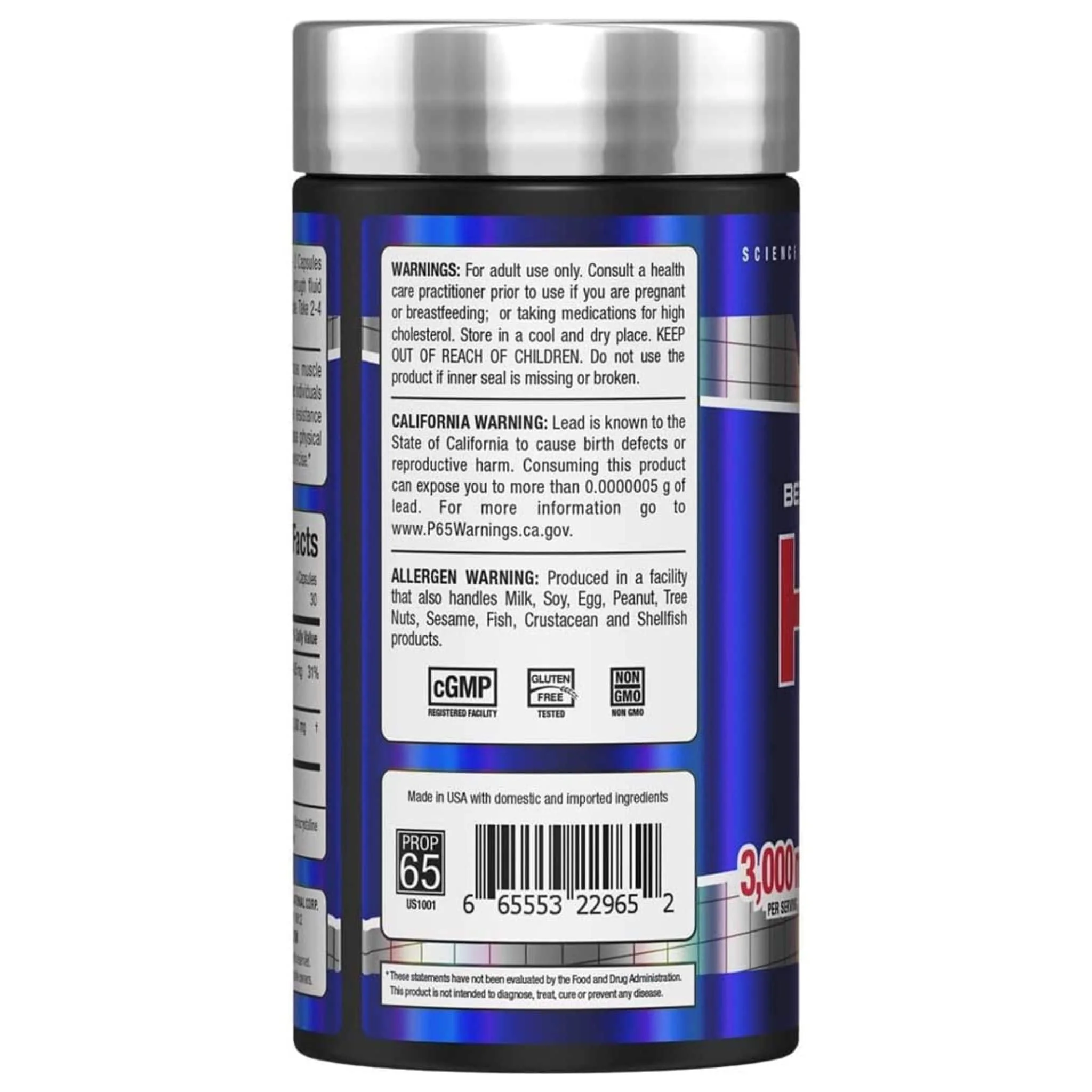 Allmax HMB 3000, Beta Hydroxy Beta-Methylbutyrate 3000 mg, 120 Vegetable Capsules - Image 3