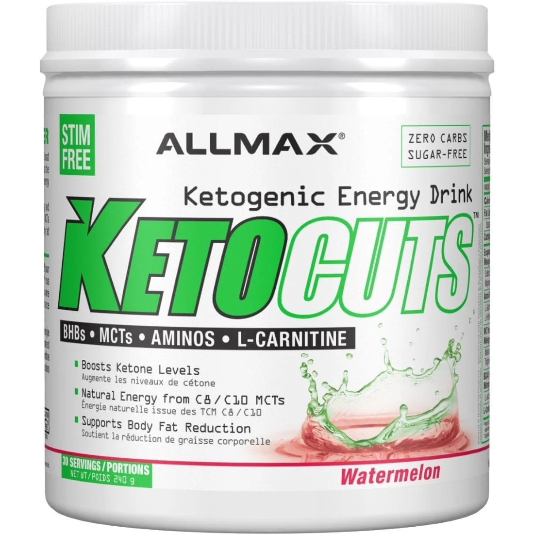 Allmax KetoCuts, Ketogenic Energy Drink, BHBs, MCTs, Aminos, Carnitine, ZERO SUGAR, 30 Servings - Image 3