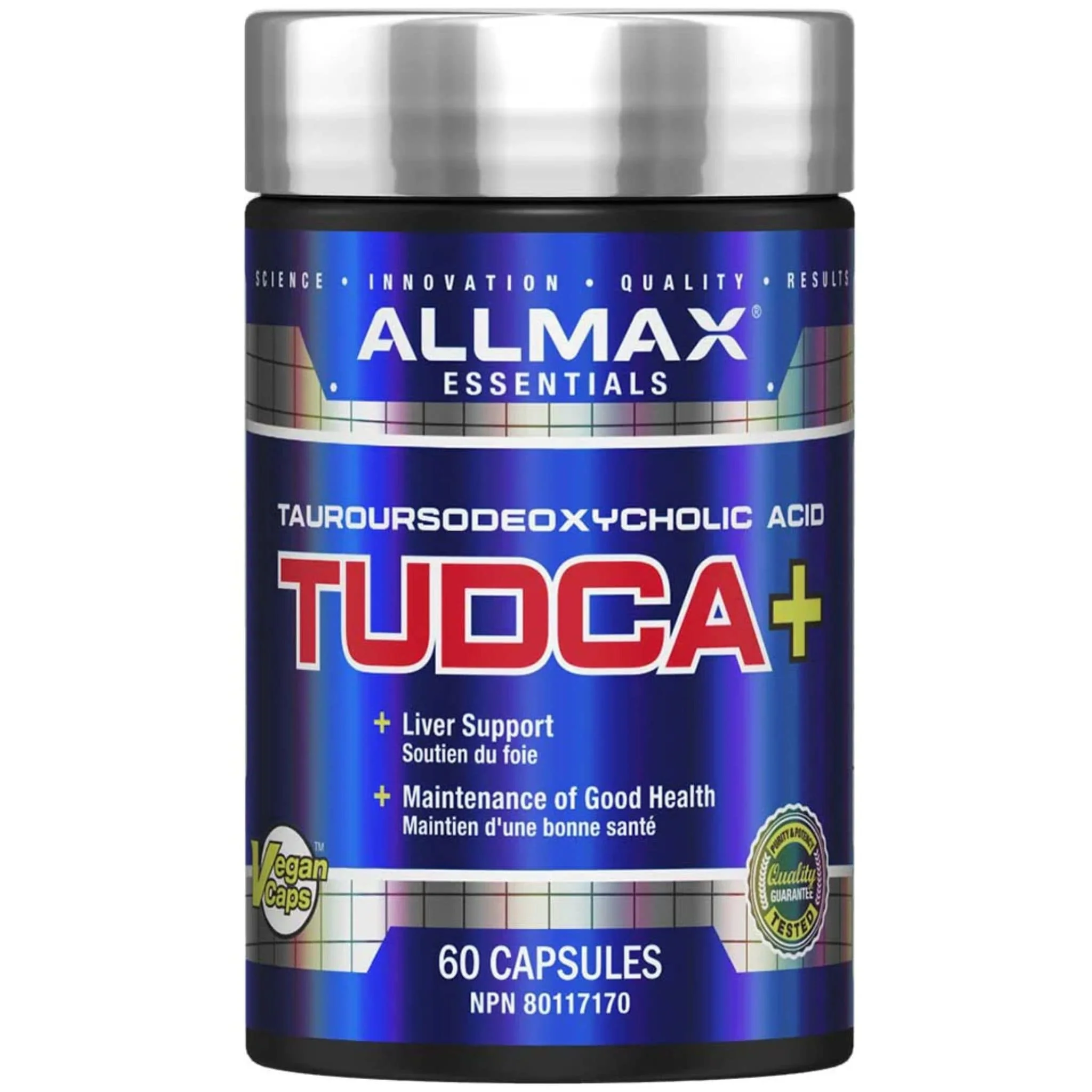 Allmax TUDCA 250mg Tauroursodeoxycholic Acid with Choline Bitartrate 27.5mg, Liver Support, 60 Capsules