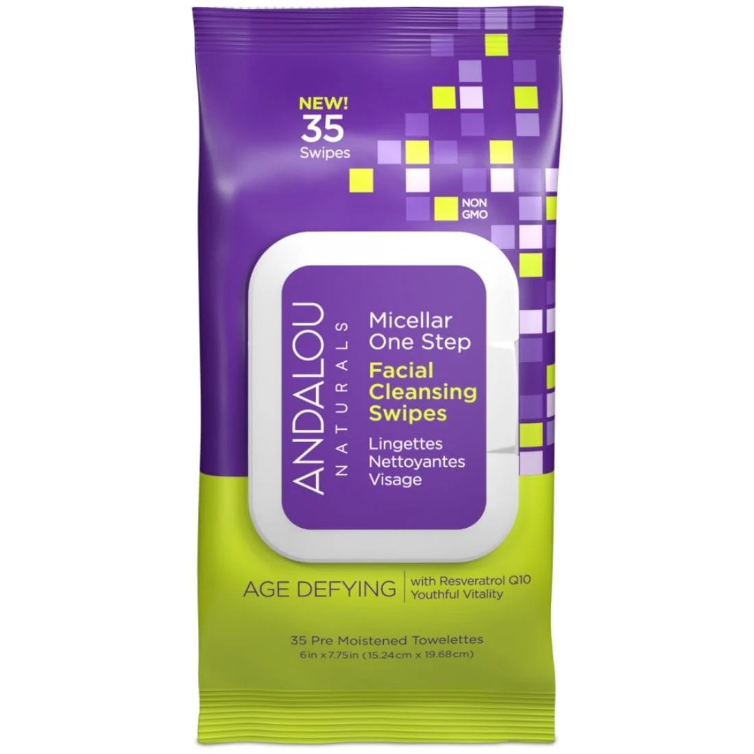 Andalou Naturals Facial Swipes, 35 Moistened Facial Cleansing Wipes - Image 2