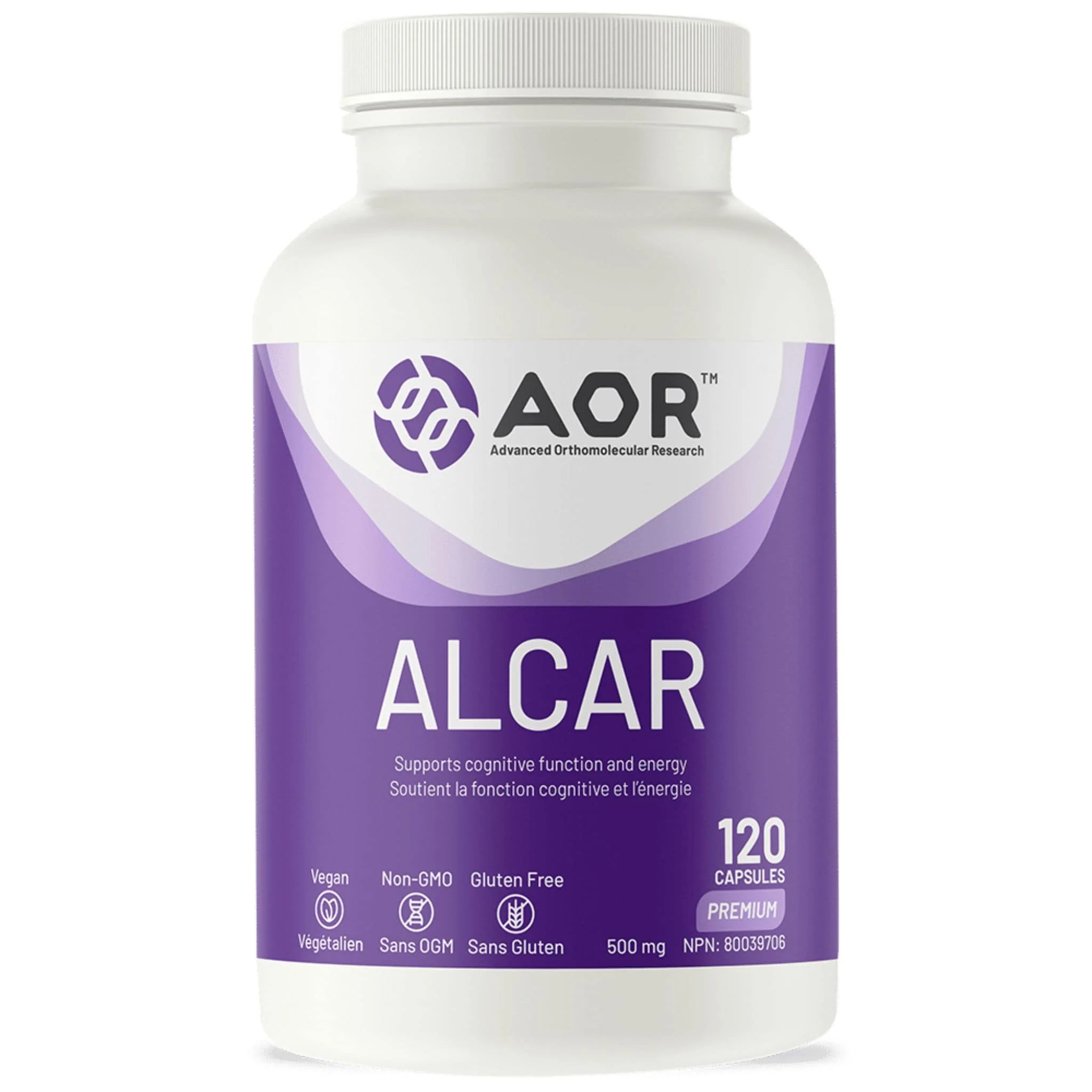 AOR ALCAR 500mg-N-Acetyl-L-Carnitine, 120 Vegetable Capsules