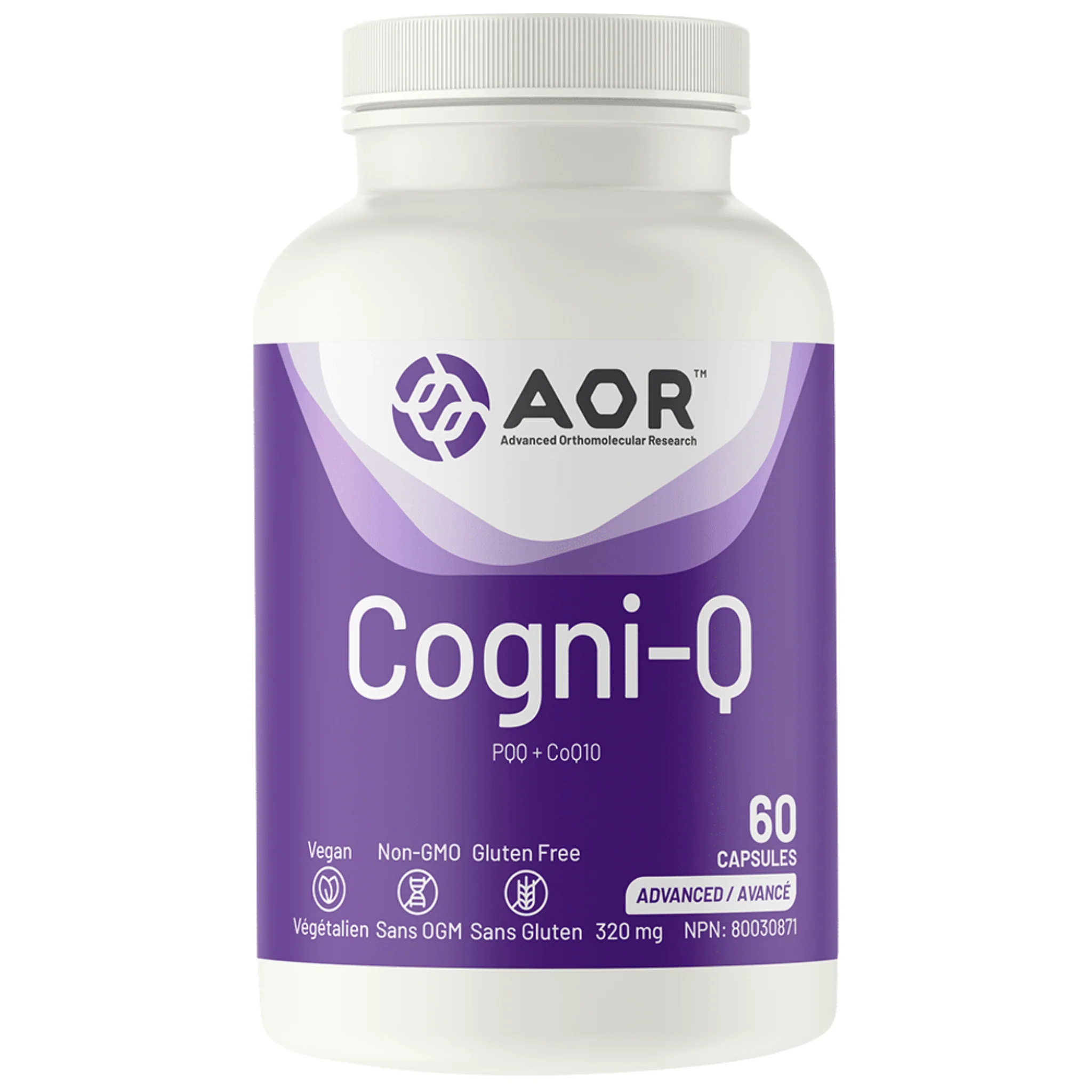 AOR Cogni-Q (PQQ + CoQ10), 320mg, 30-60 Vegetable Capsules - Image 2