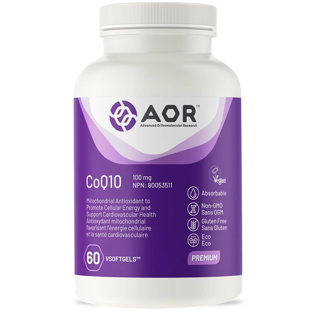 AOR CoQ10 100mg, 60 Vegi-Softgels