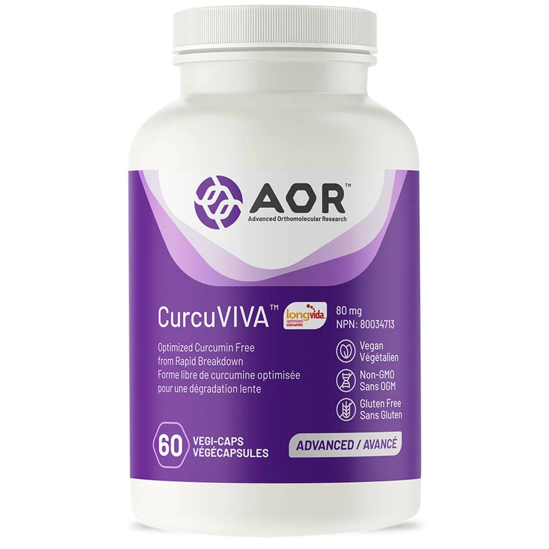 AOR CurcuVIVA, 80mg, 60 Vegi-Capsules