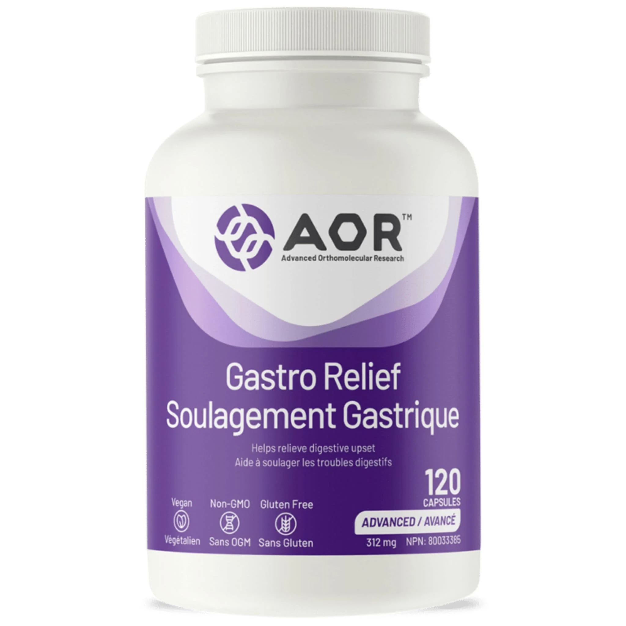 AOR Gastro Relief, Helps Relieve Digestive Upset, 312mg, 60-120 Vegetable Capsules - Image 2