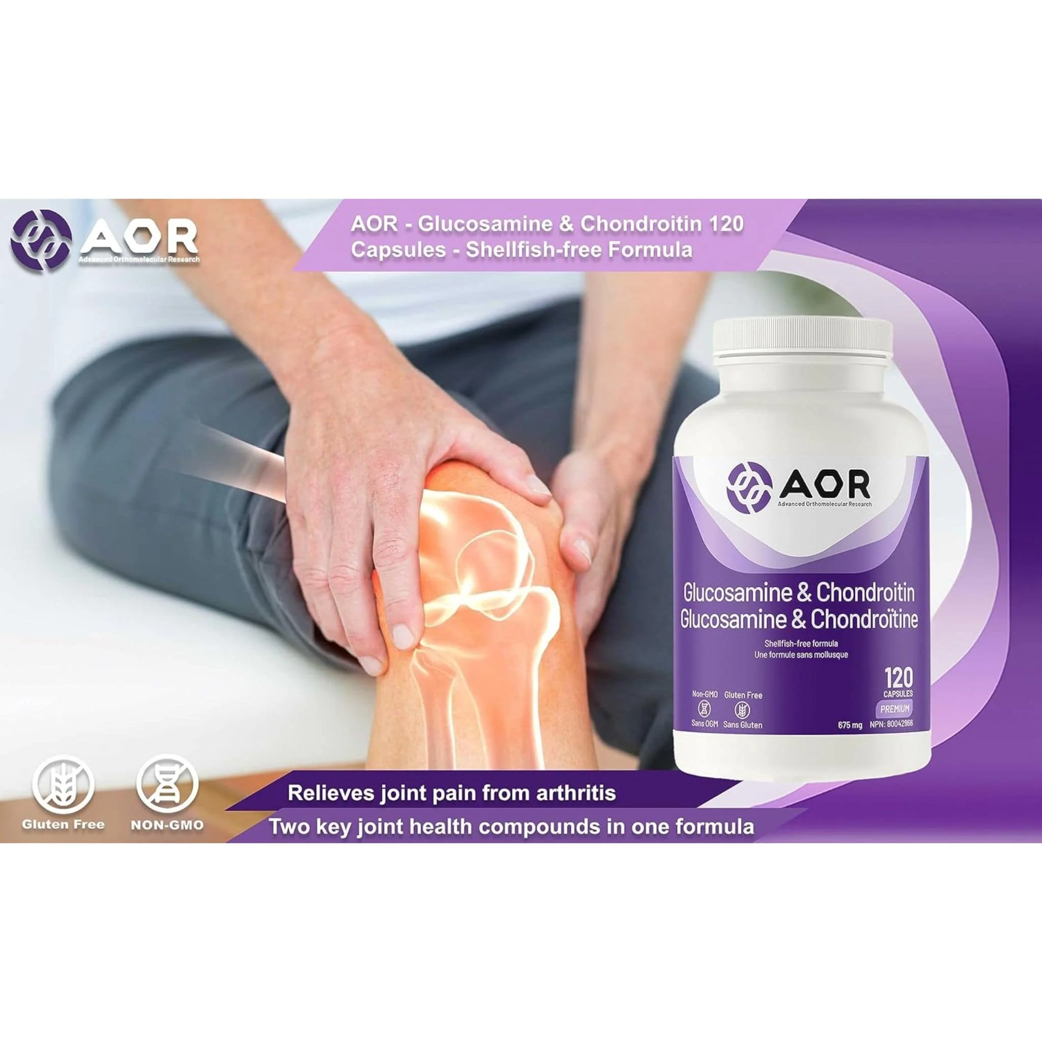 AOR Glucosamine & Chondroitin, 675mg, 120-240 Vegetable Capsules - Image 8