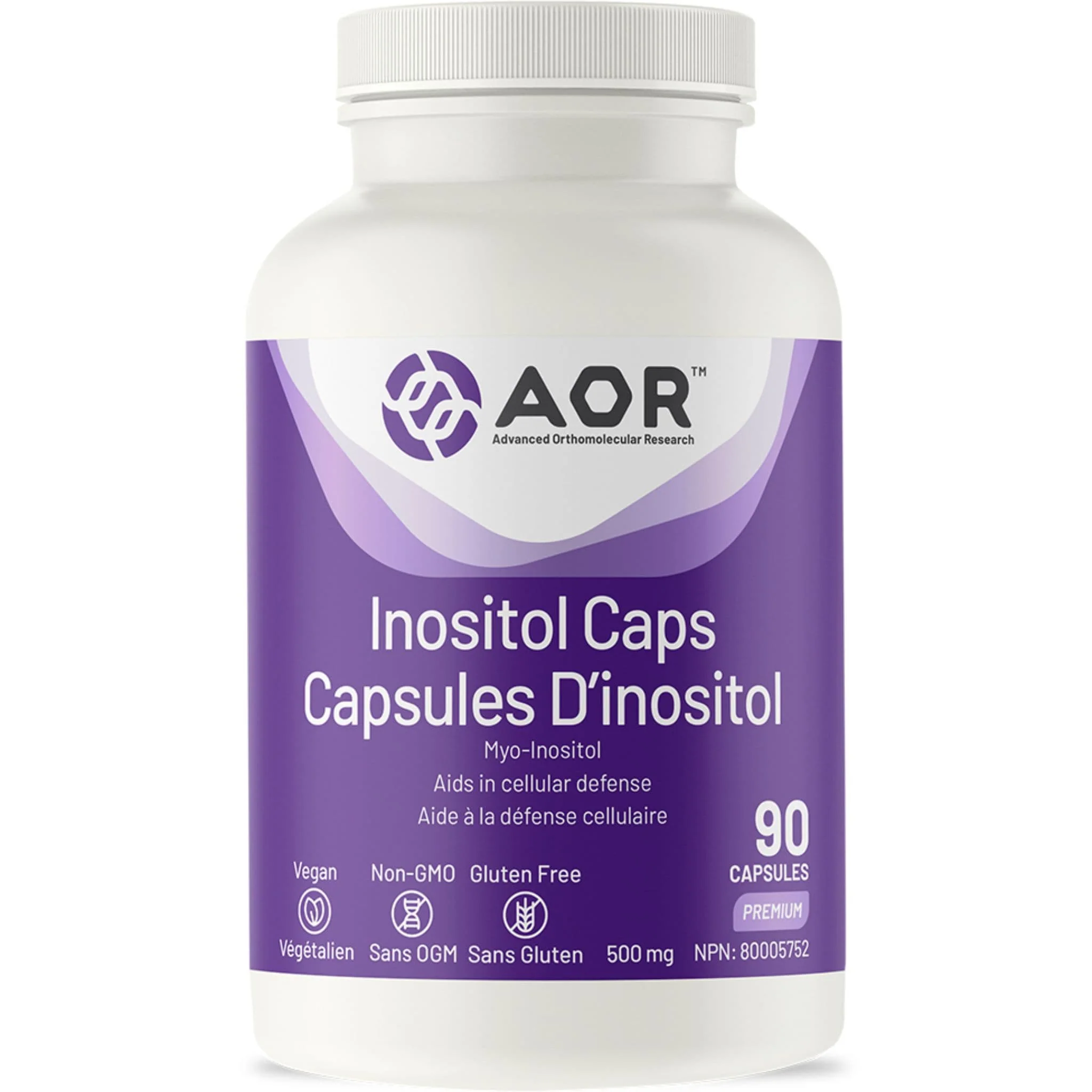 AOR Inositol, 500mg, 90-180 Vegetable Capsules