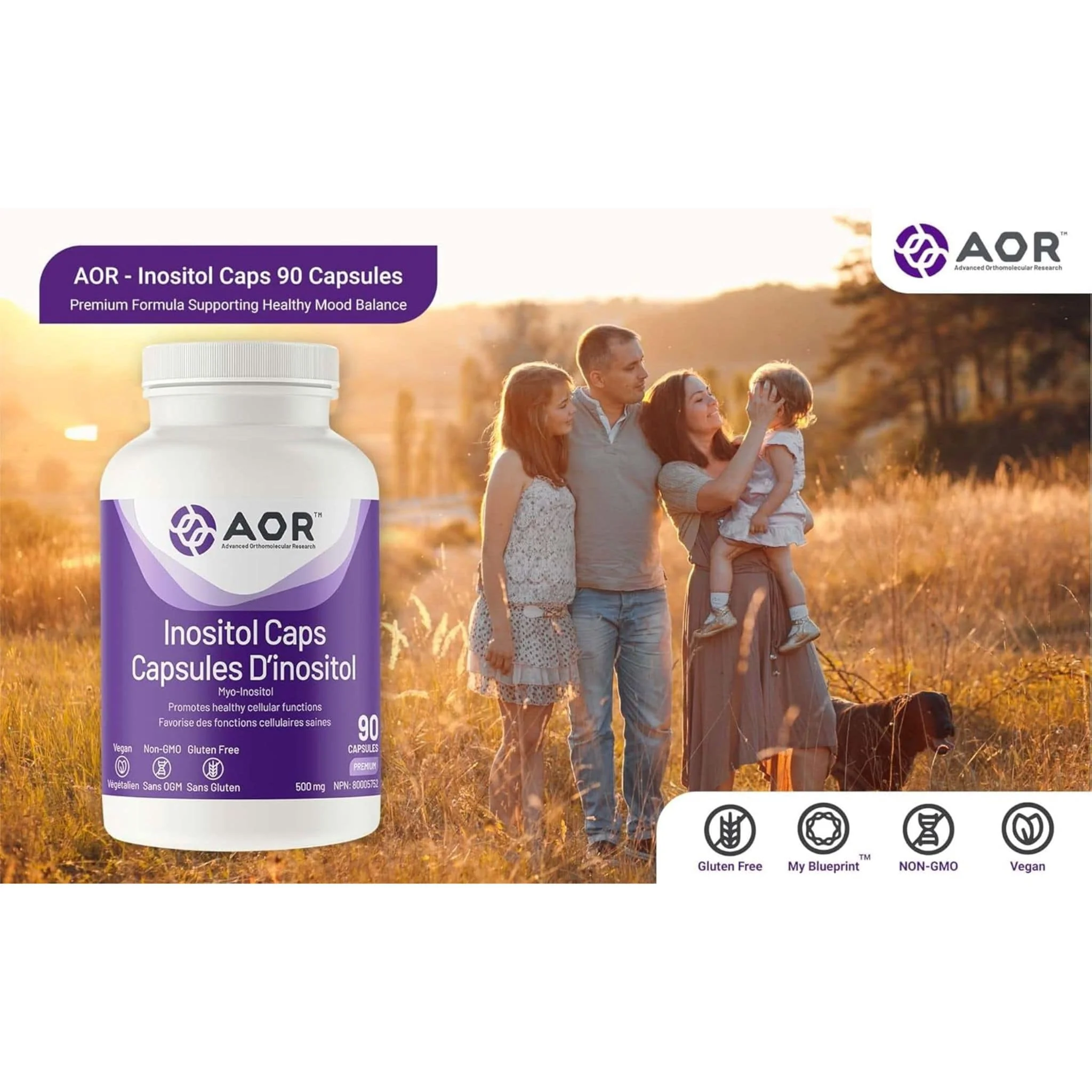 AOR Inositol, 500mg, 90-180 Vegetable Capsules - Image 3