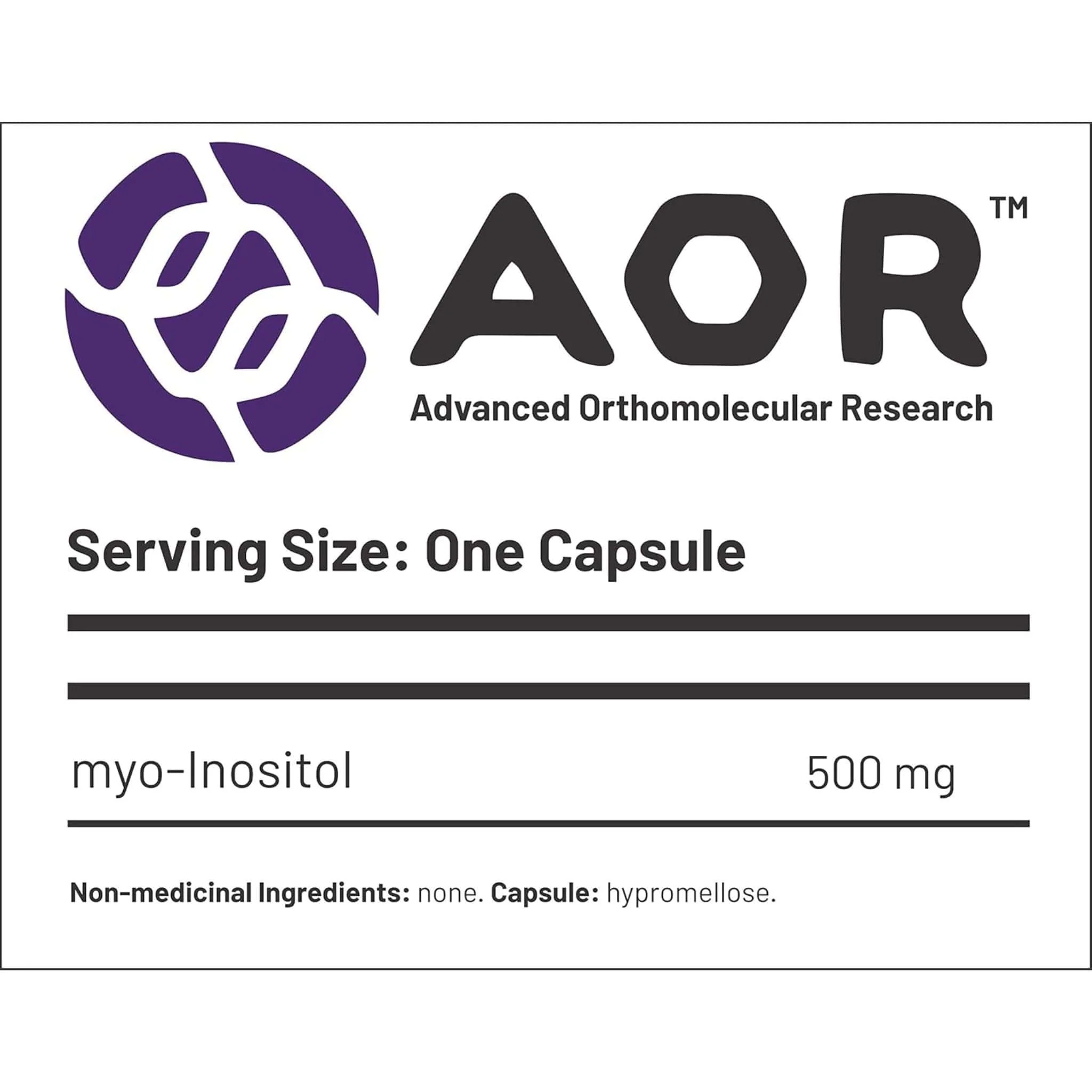 AOR Inositol, 500mg, 90-180 Vegetable Capsules - Image 5