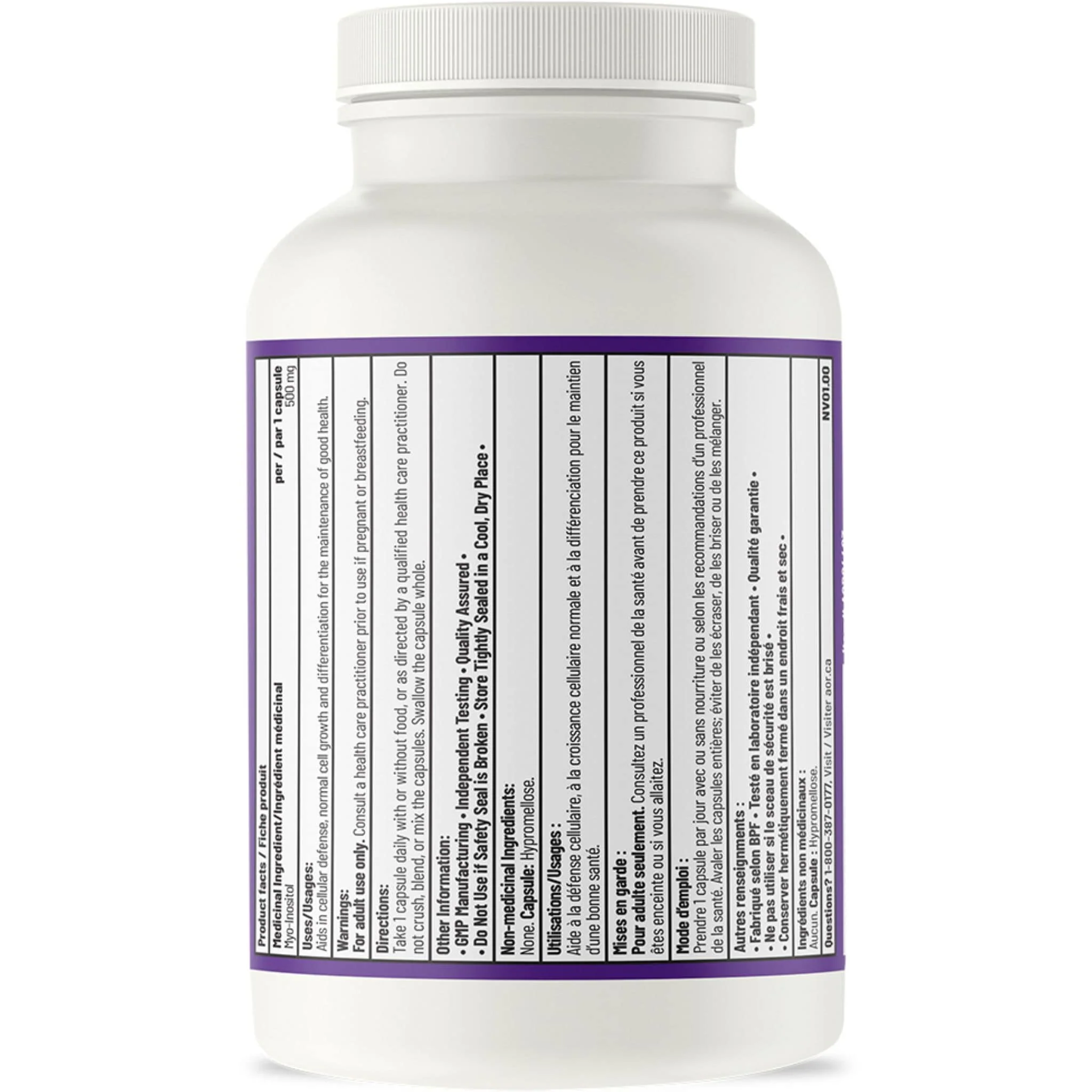 AOR Inositol, 500mg, 90-180 Vegetable Capsules - Image 7