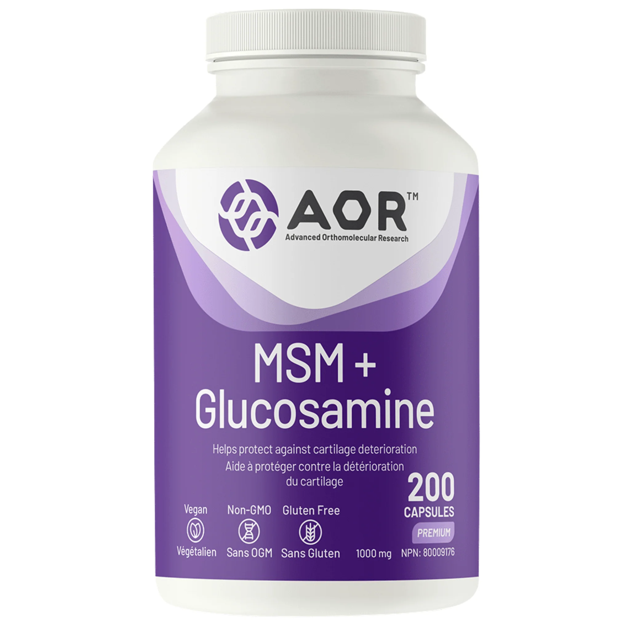 AOR MSM + Glucosamine 1000mg, Supports Joint Health, 100-200 Vegetable Capsules - Image 2