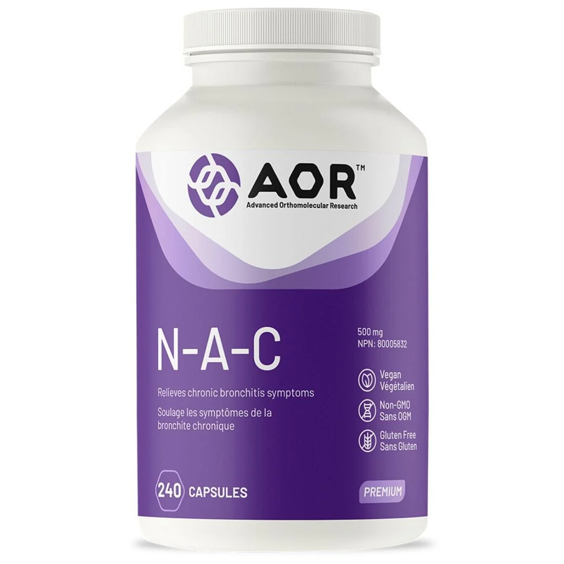 AOR NAC 500mg, N-Acetyl-L-Cysteine Capsules, Improves Immunity, Boosts glutathione levels, Protects against toxins