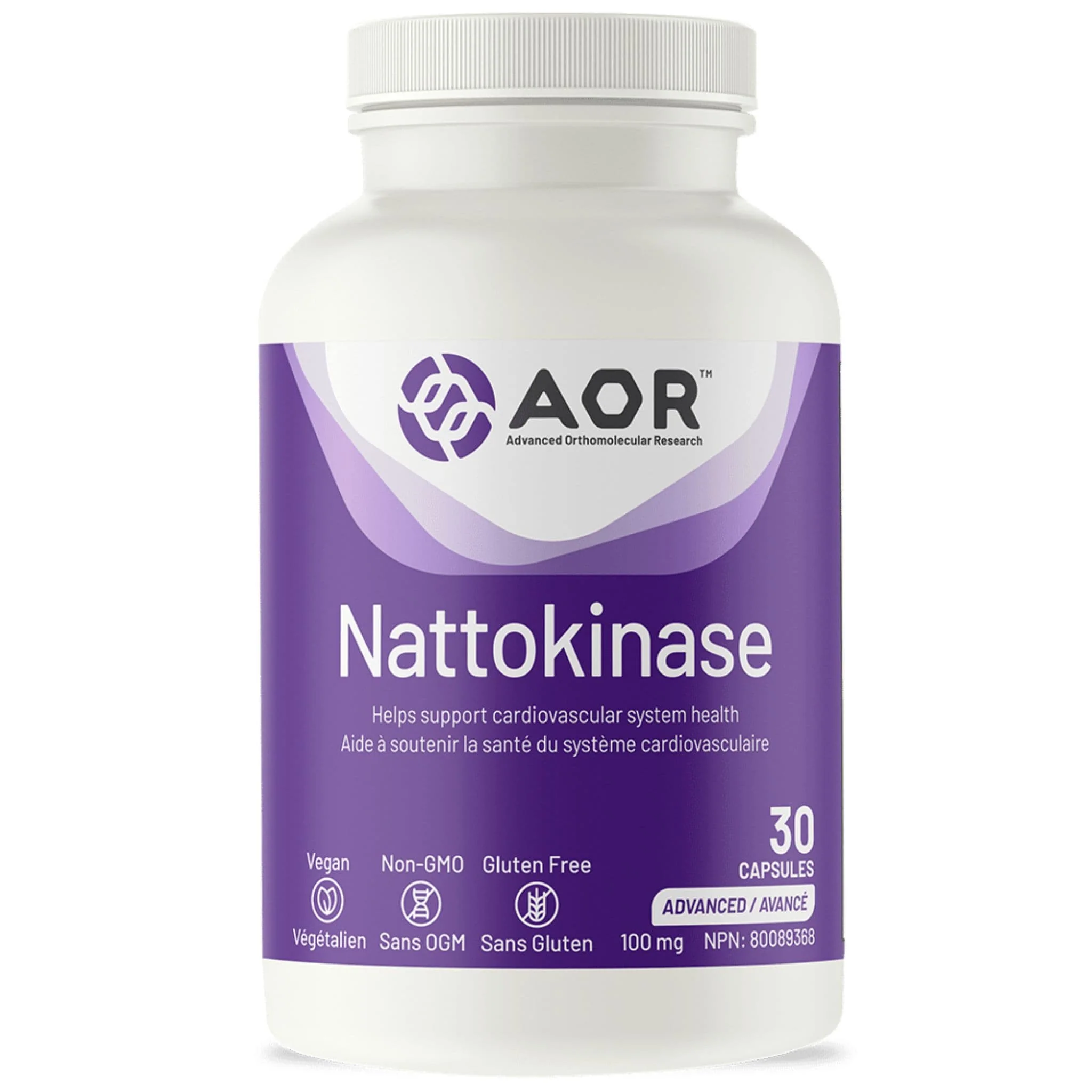 AOR Nattokinase 100mg, Fermented Whole Food Enzyme for Cardiovascular Health, 30-60 Vegetable Capsules - Image 2