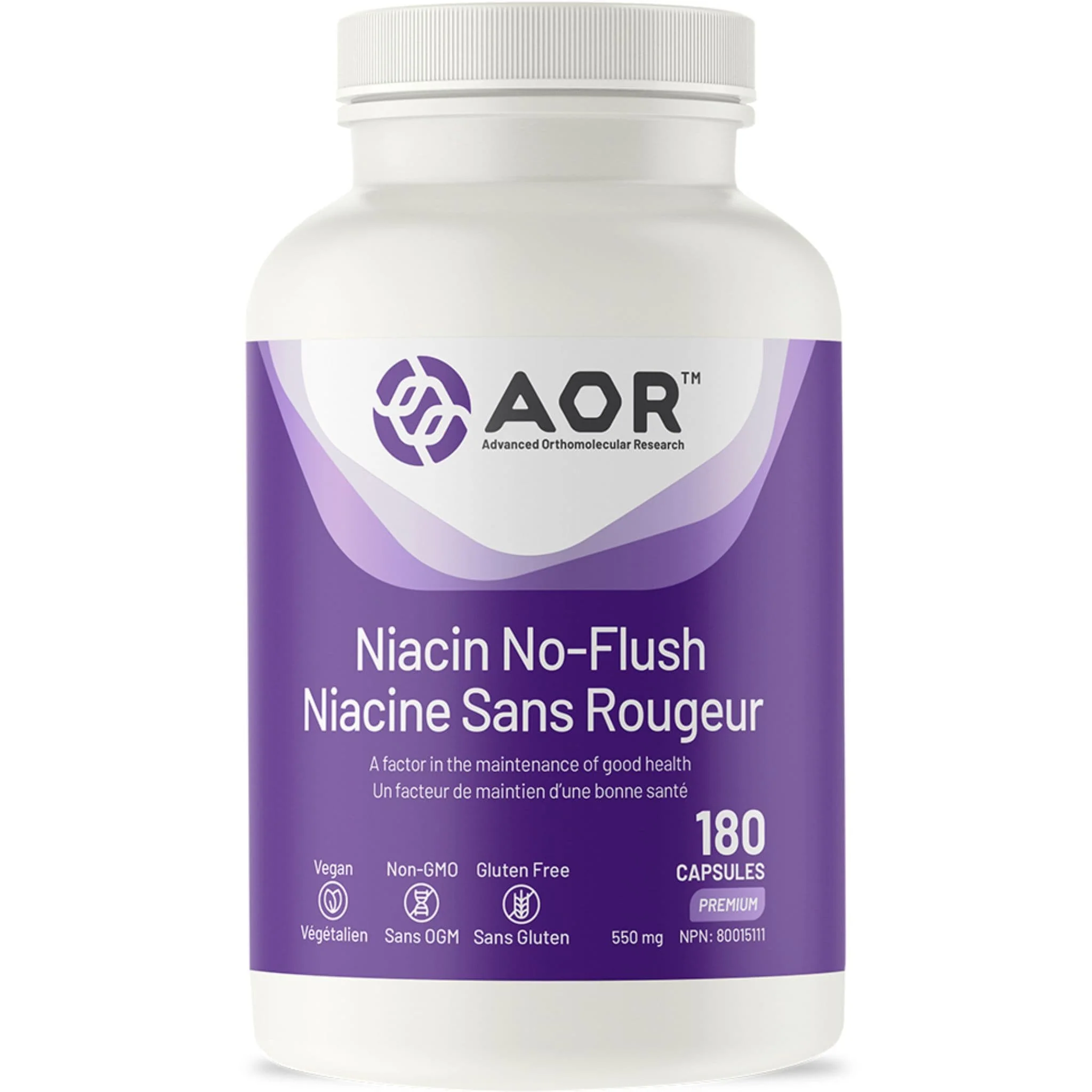 AOR Niacin No-Flush, 550mg, 90 Vegi-Capsules - Image 5
