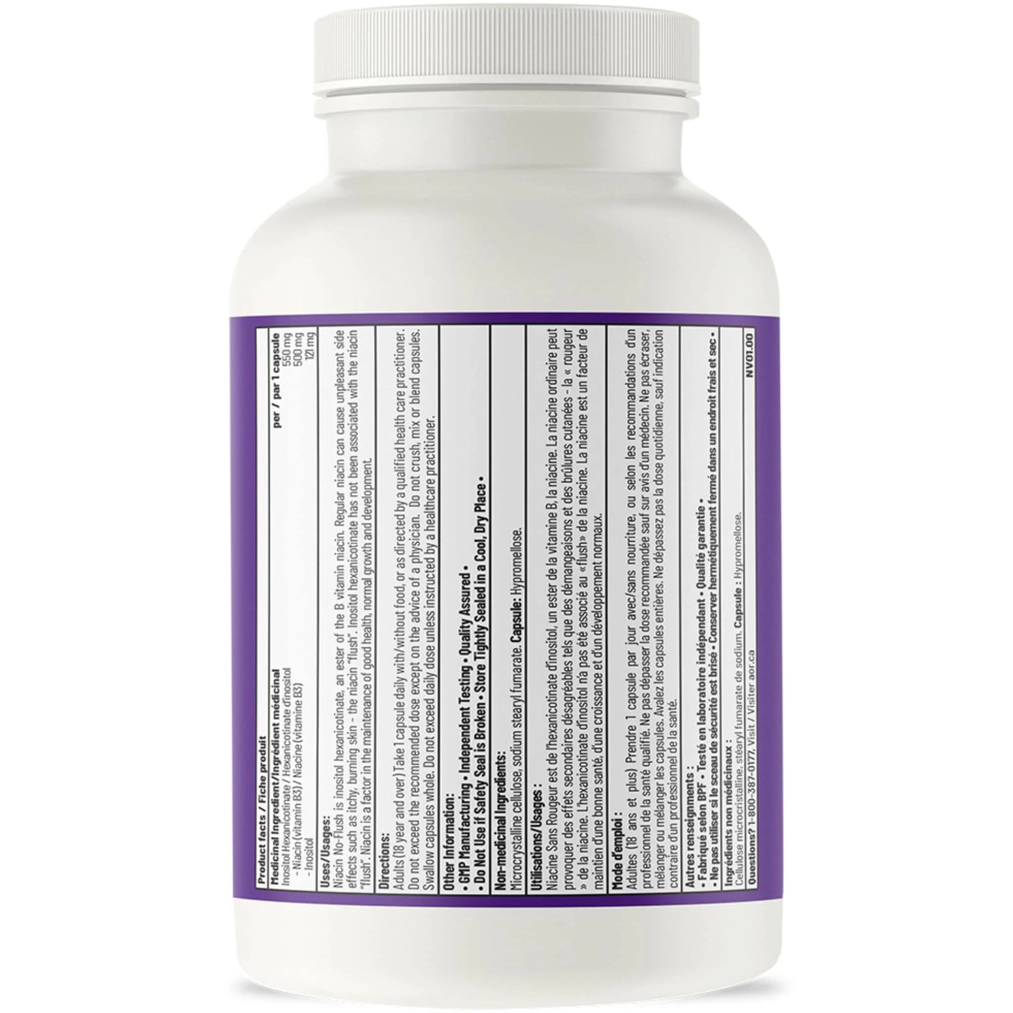 AOR Niacin No-Flush, 550mg, 90 Vegi-Capsules - Image 6