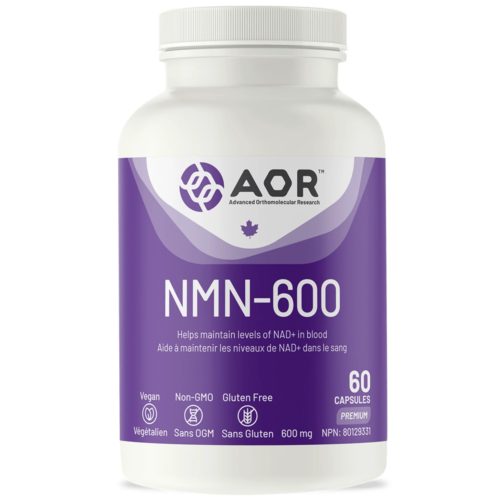 AOR NMN 600mg Capsules, Beta-Nicotinamide Mononucleotide, High Dose NAD+ Support - Image 2