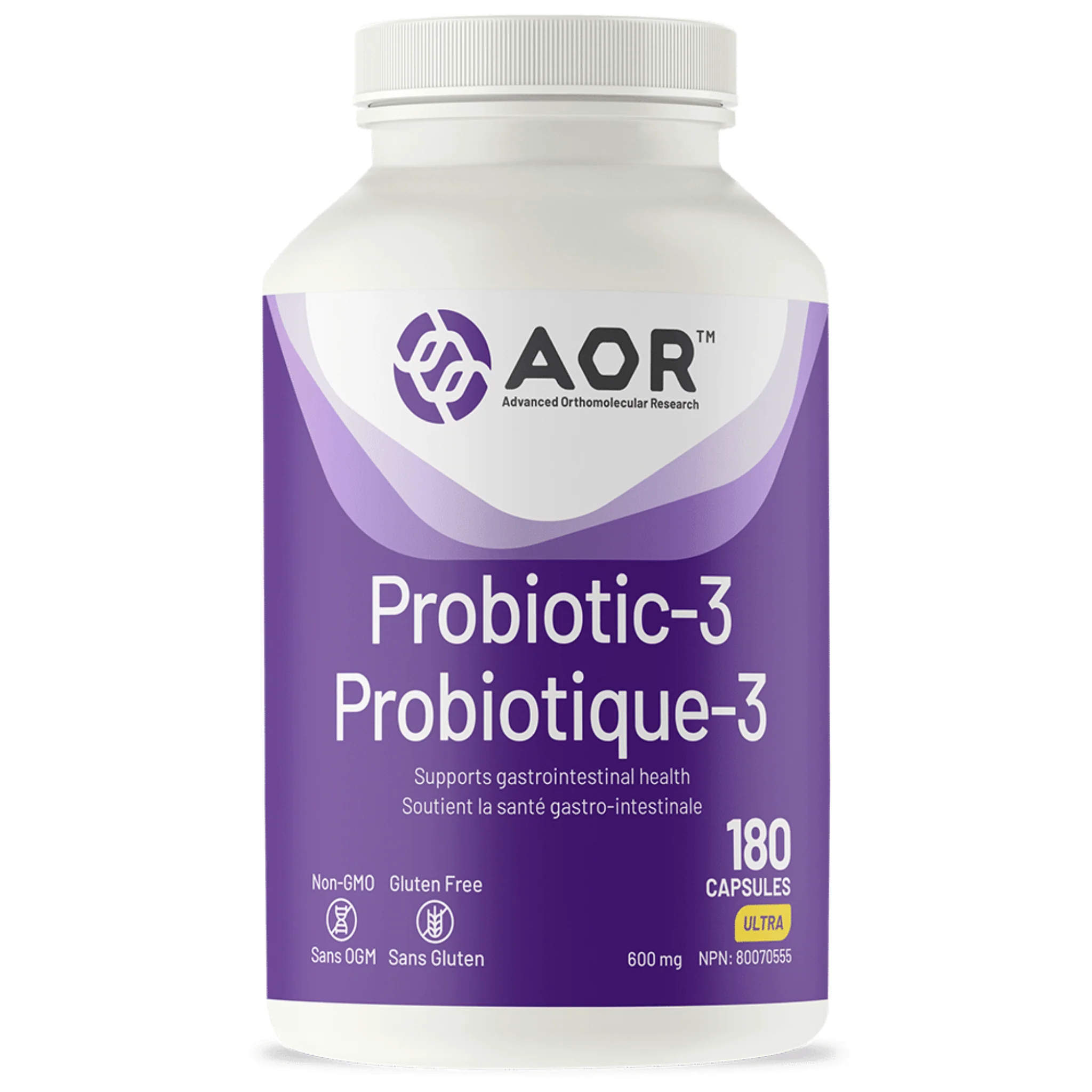 AOR Probiotic-3, Clinically Studied to Support Gut Health, Shelf Stable. 90-180 Vegetable Capsules - Image 2
