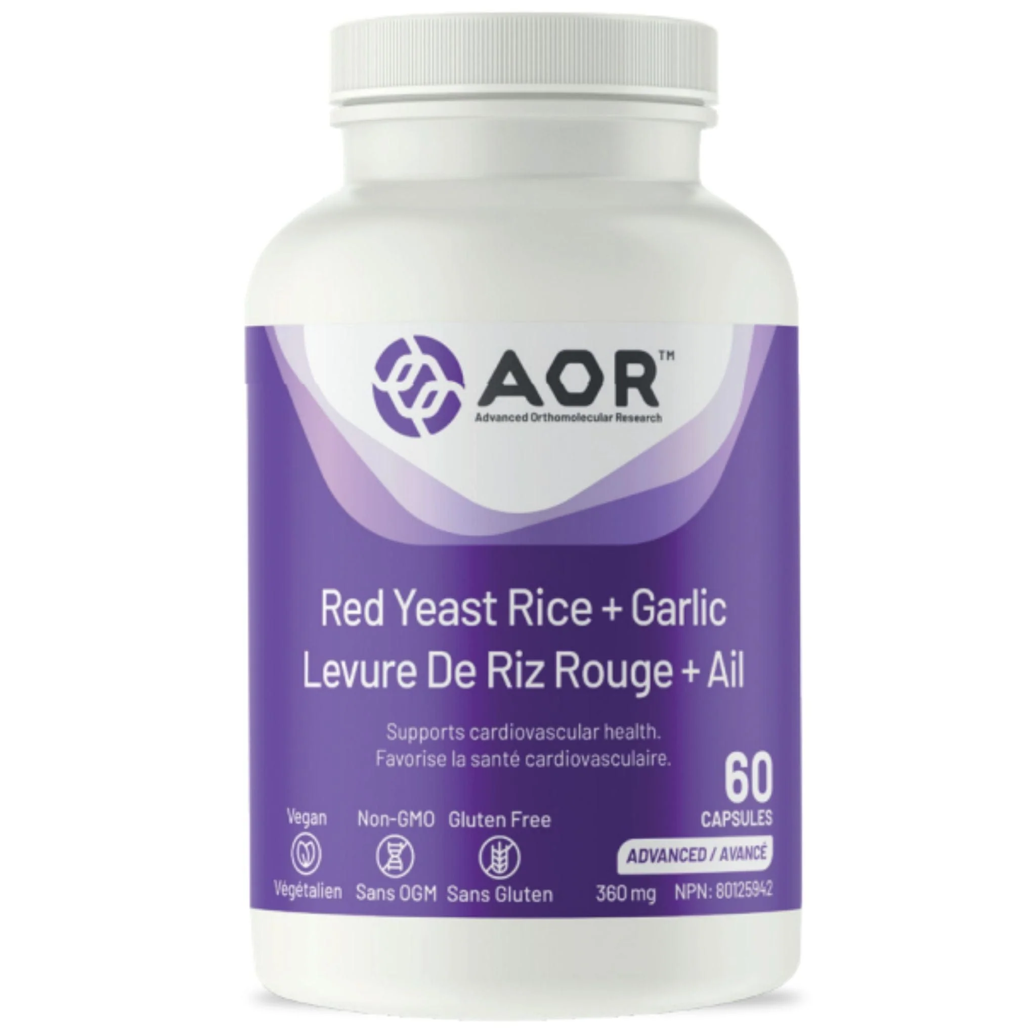 AOR Red Yeast Rice with Garlic, 60 Capsules