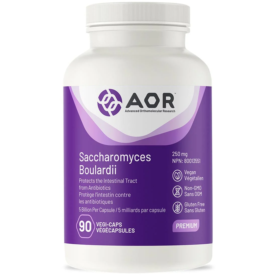 AOR Saccharomyces Boulardii 250mg, 90 Vegi-Capsules