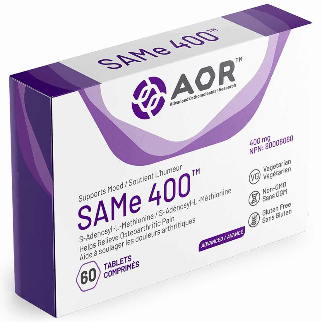 AOR SAMe 400mg, Minimum 70% Biologically Active S-diastereoisomer, Enterically Coated Tablets Individually Blister Packed for Optimal Potency - Image 2