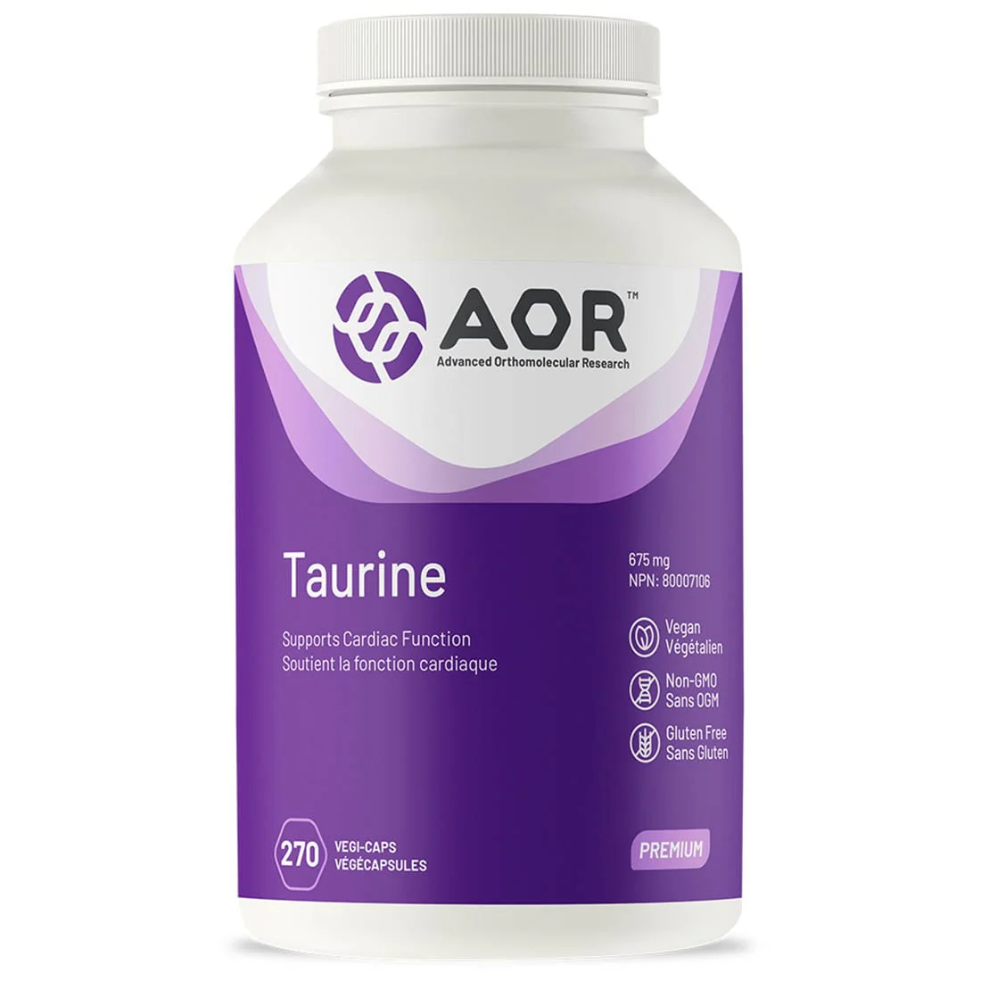 AOR Taurine 675mg, 270 Vegi-Capsules