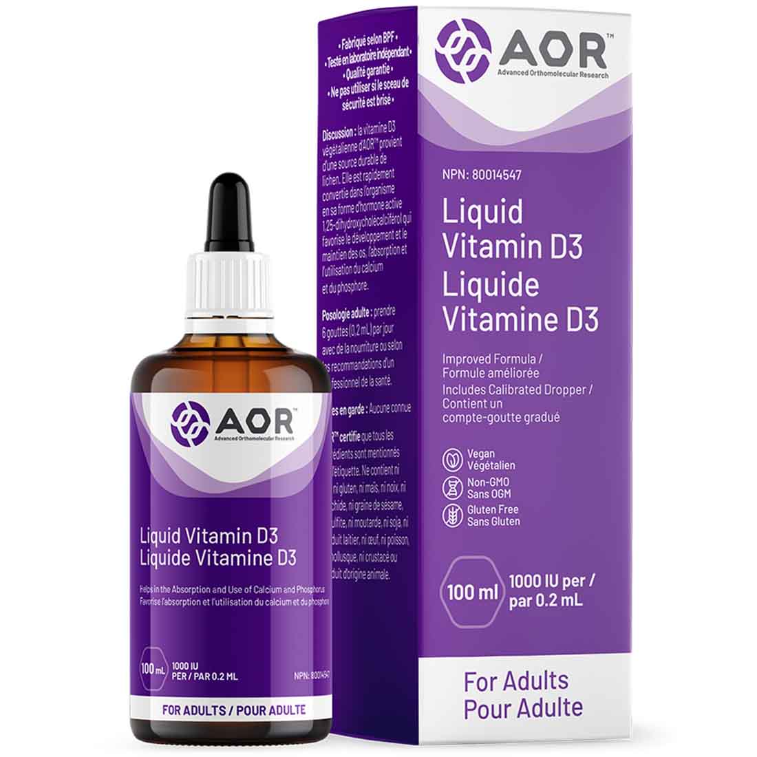 AOR Vitamin D3 Liquid Vitamin D Drops Adult, 1000IU Liquid - Image 3