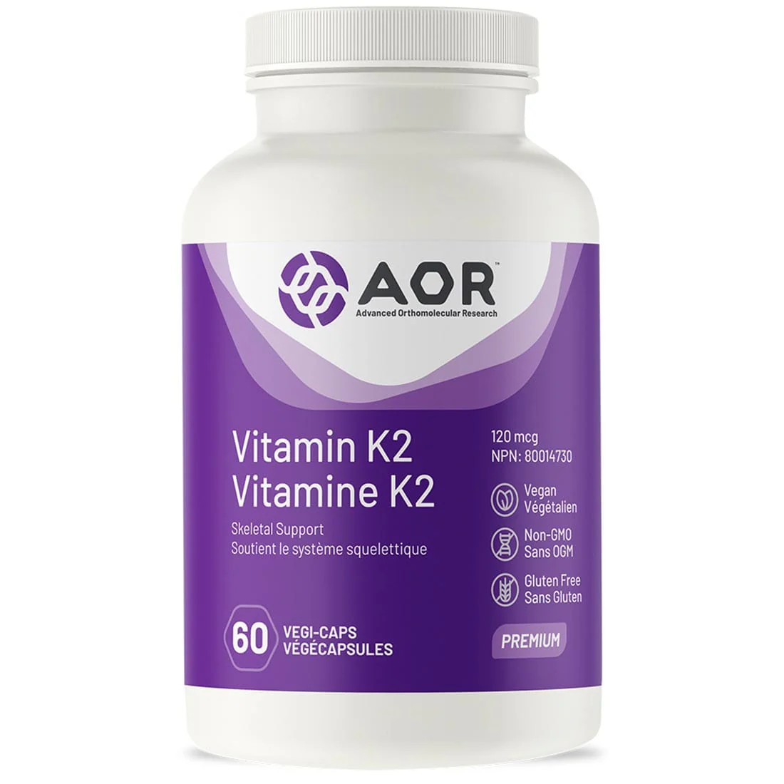 AOR Vitamin K2 120mcg, 60 Vegi-Capsules