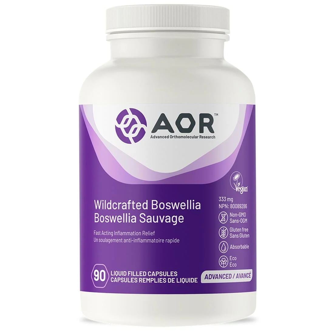 AOR Wildcrafted Boswellia 333mg, 90 Liquid Capsules
