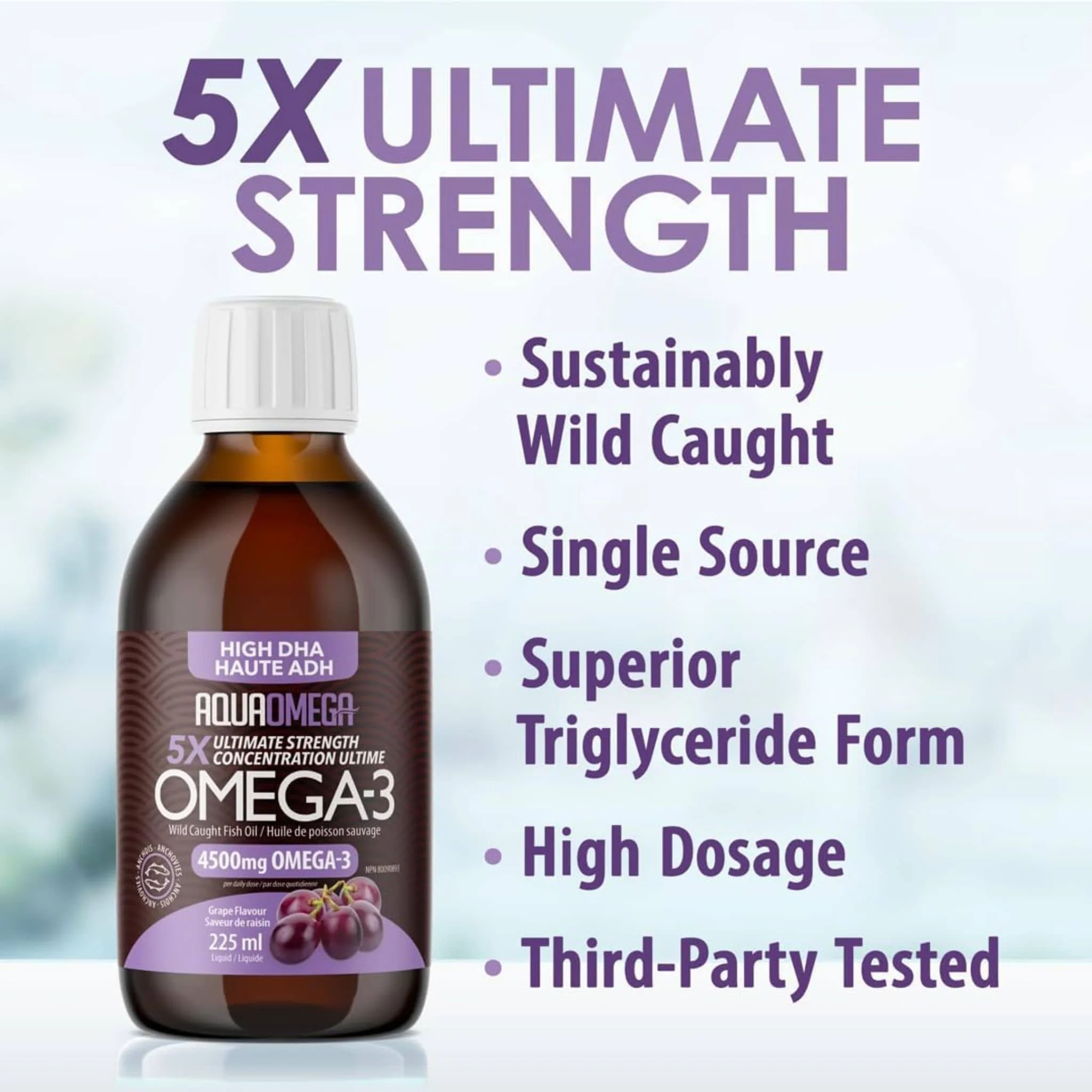 AquaOmega High DHA Omega 3 Fish Oil, 5X Extra Strength Liquid Fish Oil - Image 20