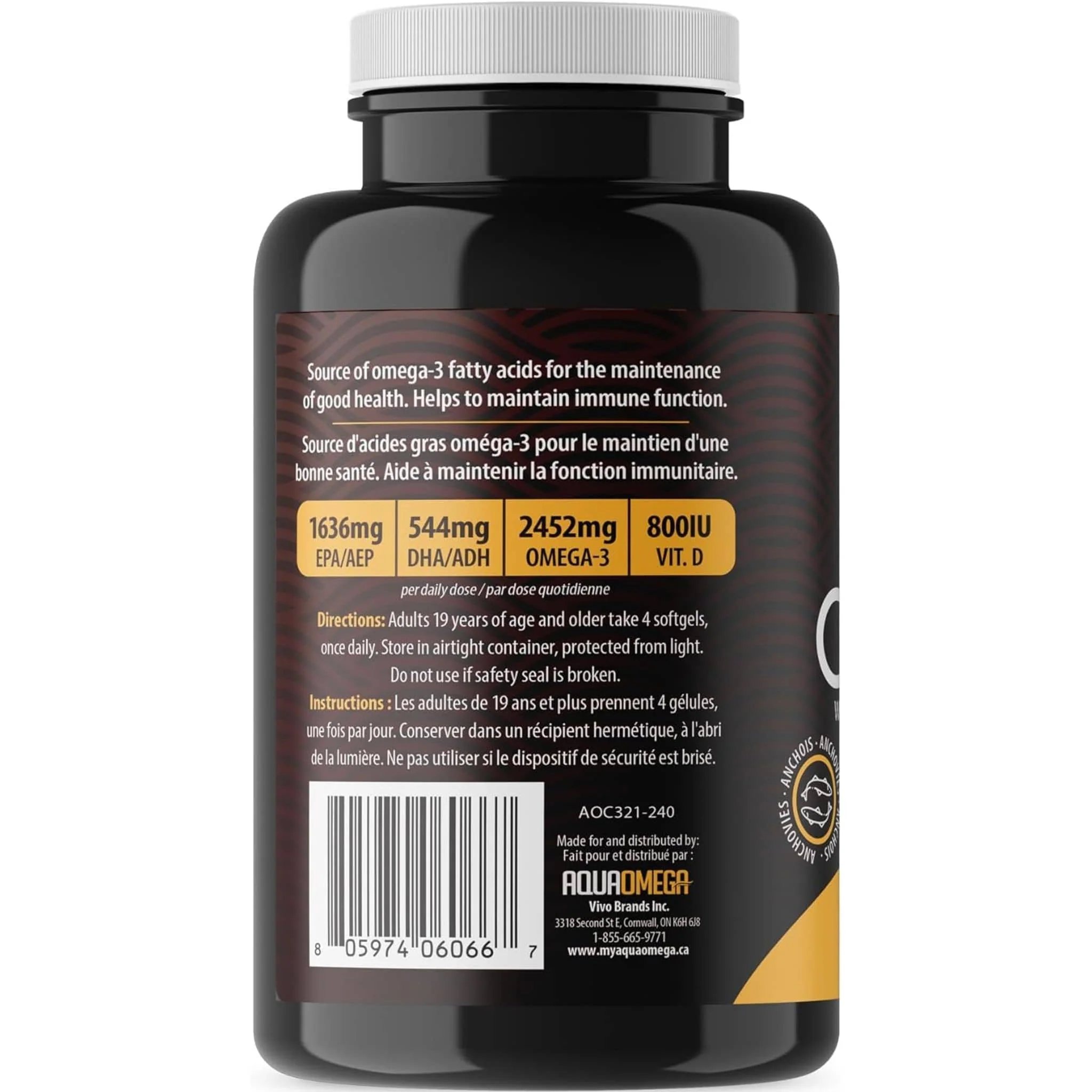 AquaOmega Daily Maintenance Omega 3 Fish Oil, 3X Extra Strength Fish Oil Softgels - Image 11