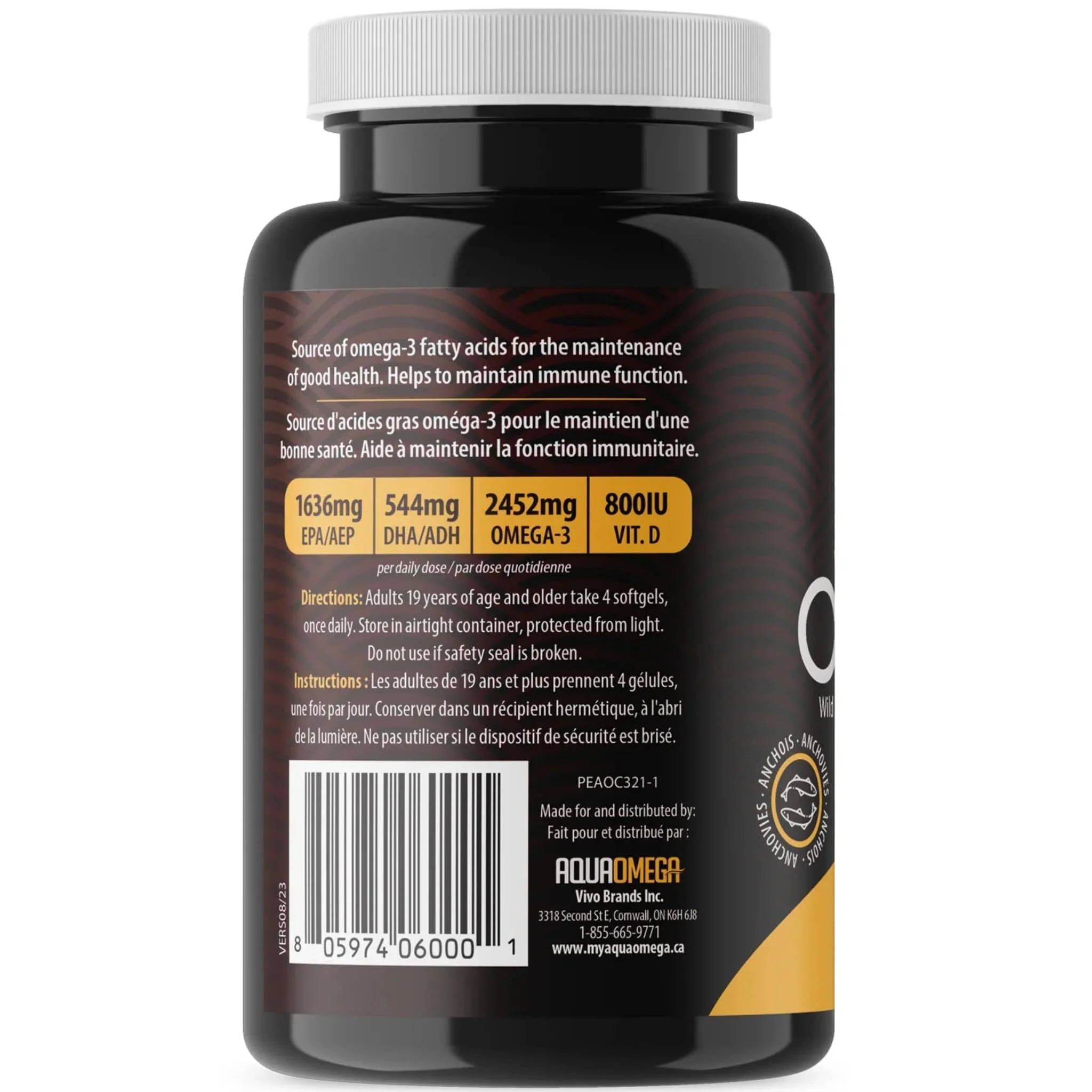 AquaOmega Daily Maintenance Omega 3 Fish Oil, 3X Extra Strength Fish Oil Softgels - Image 3