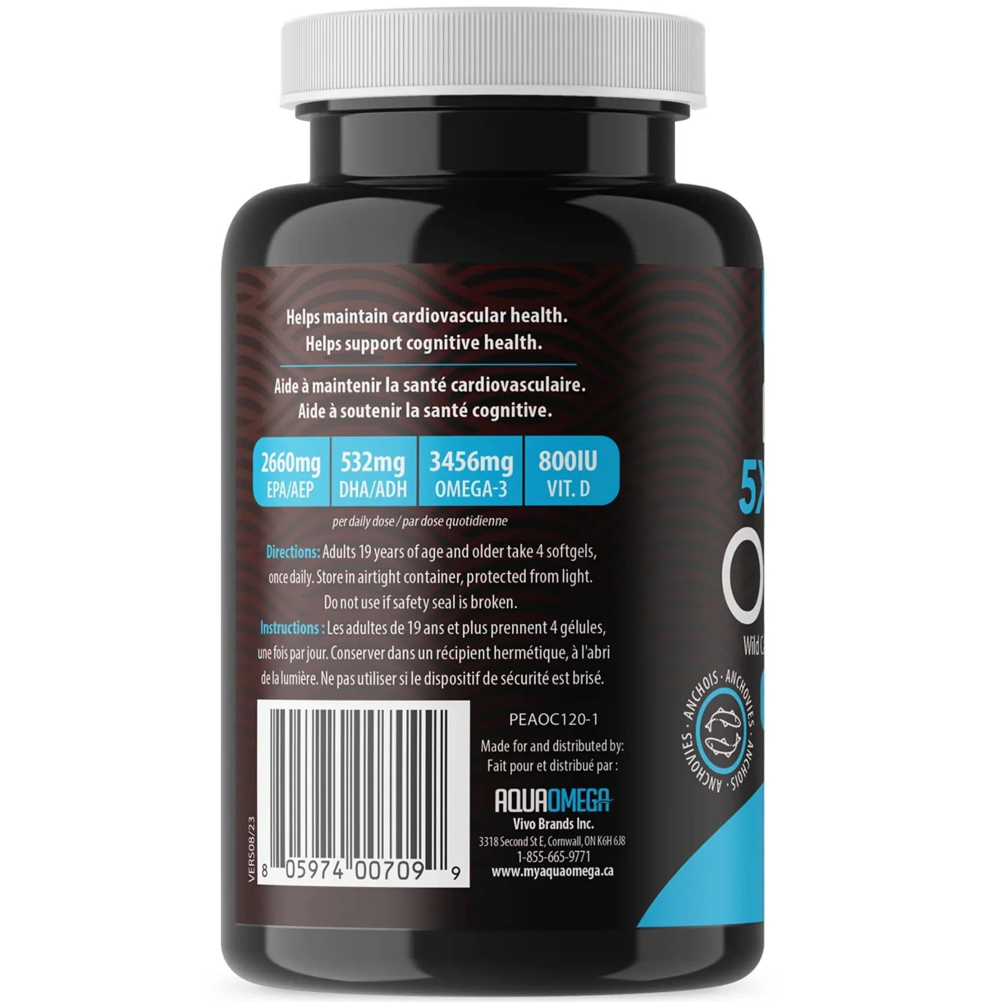 AquaOmega High EPA Omega 3 Fish Oil, 5X Extra Strength Fish Oil Softgels - Image 7