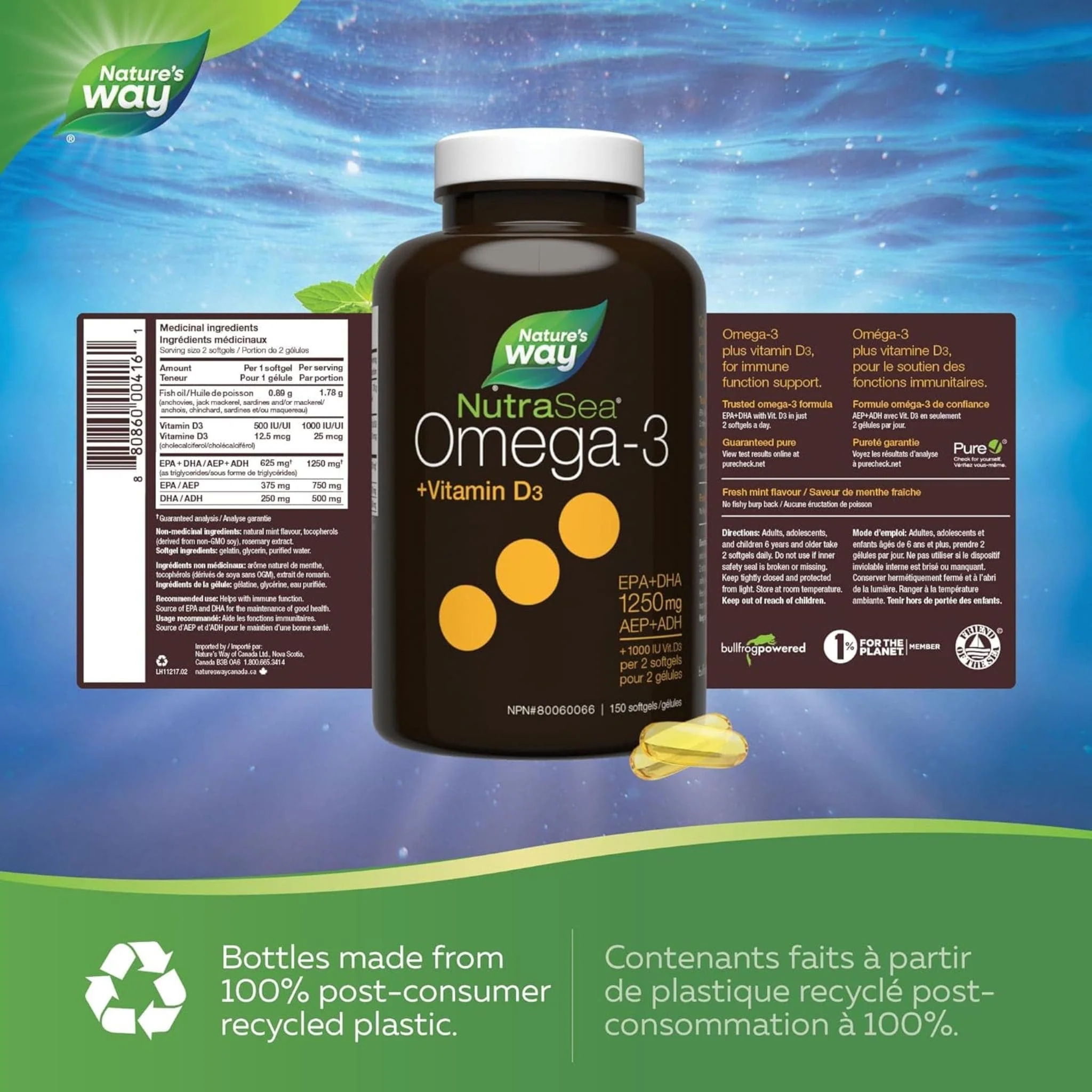 NutraSea+D Omega-3 Fish oil Liquid Gels - Image 6
