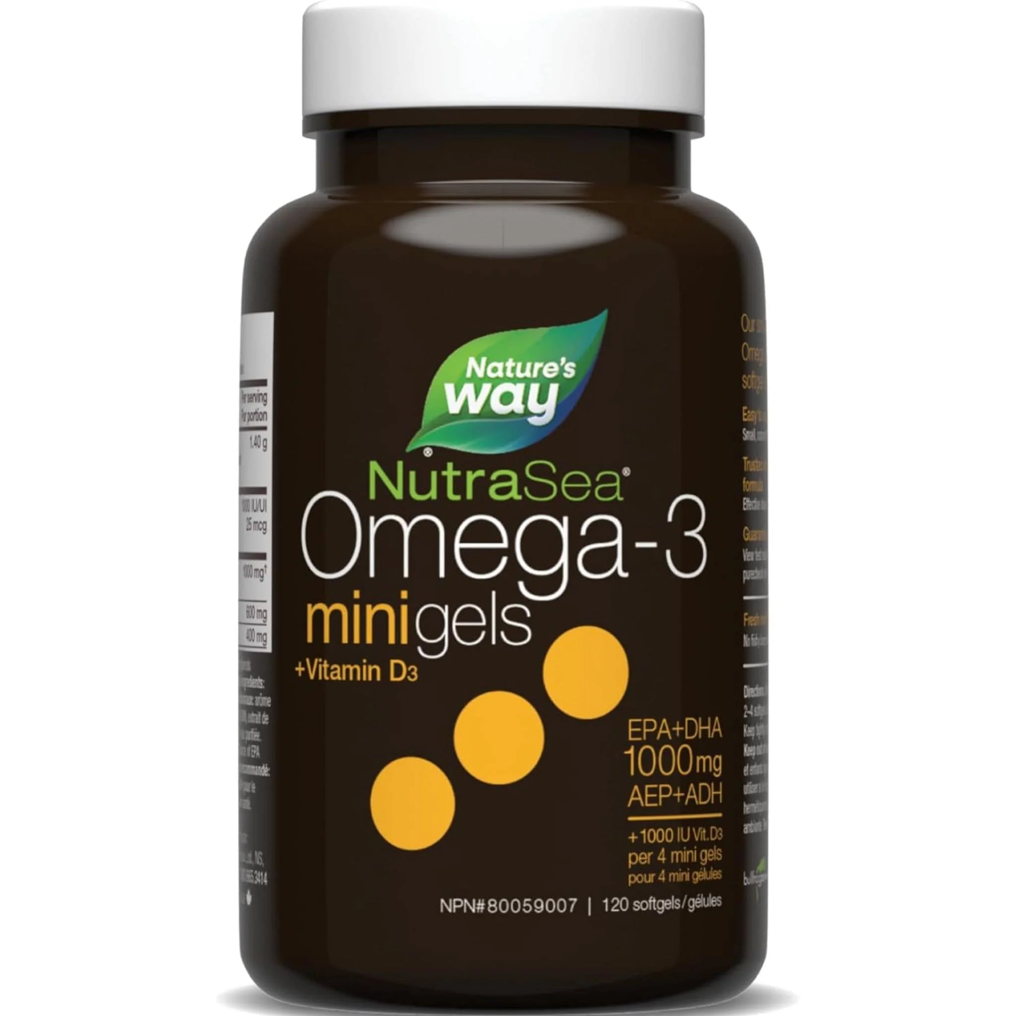 NutraSea+D Omega-3 Mini Gels Fish Oil, 120 Mini Softgels