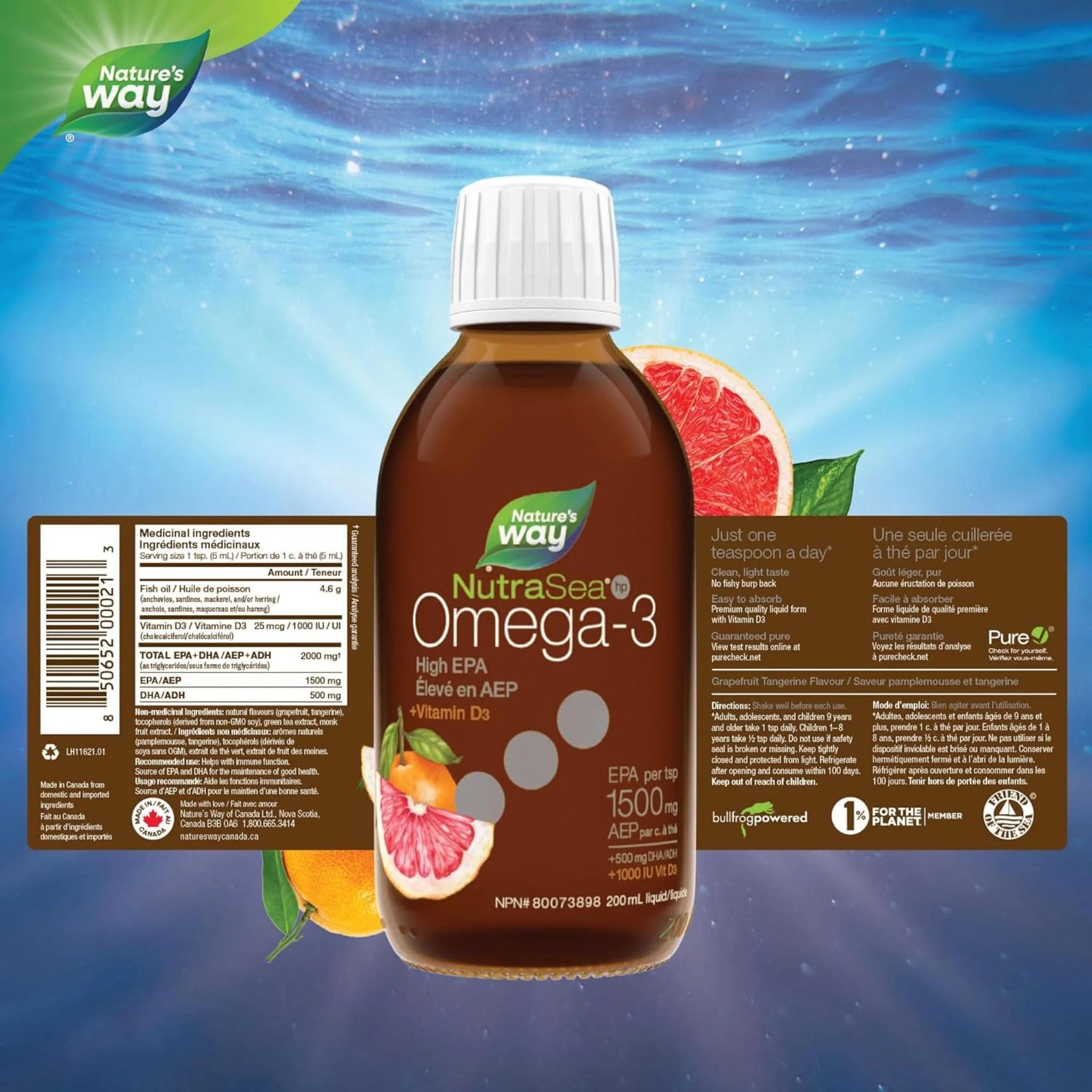 NutraSea HP +D Omega-3 High EPA Grapefruit Tangerine - Image 2