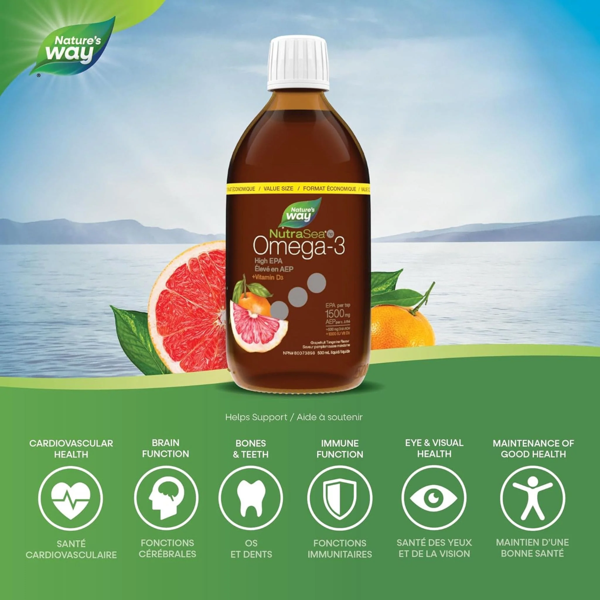 NutraSea HP +D Omega-3 High EPA Grapefruit Tangerine - Image 6