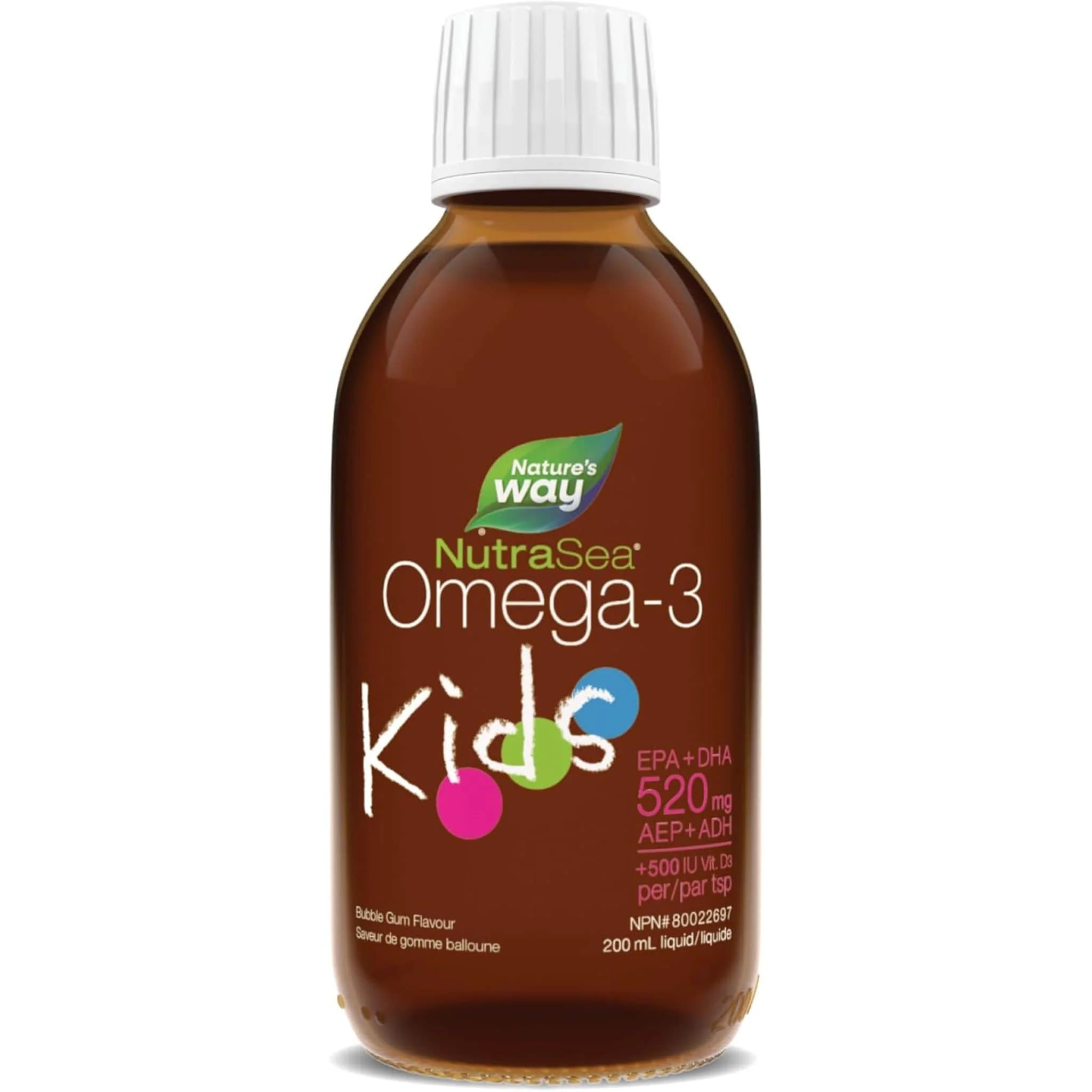 NutraSea Kids Omega-3 Plus Vitamin D, Bubble Gum Flavoured Fish Oil