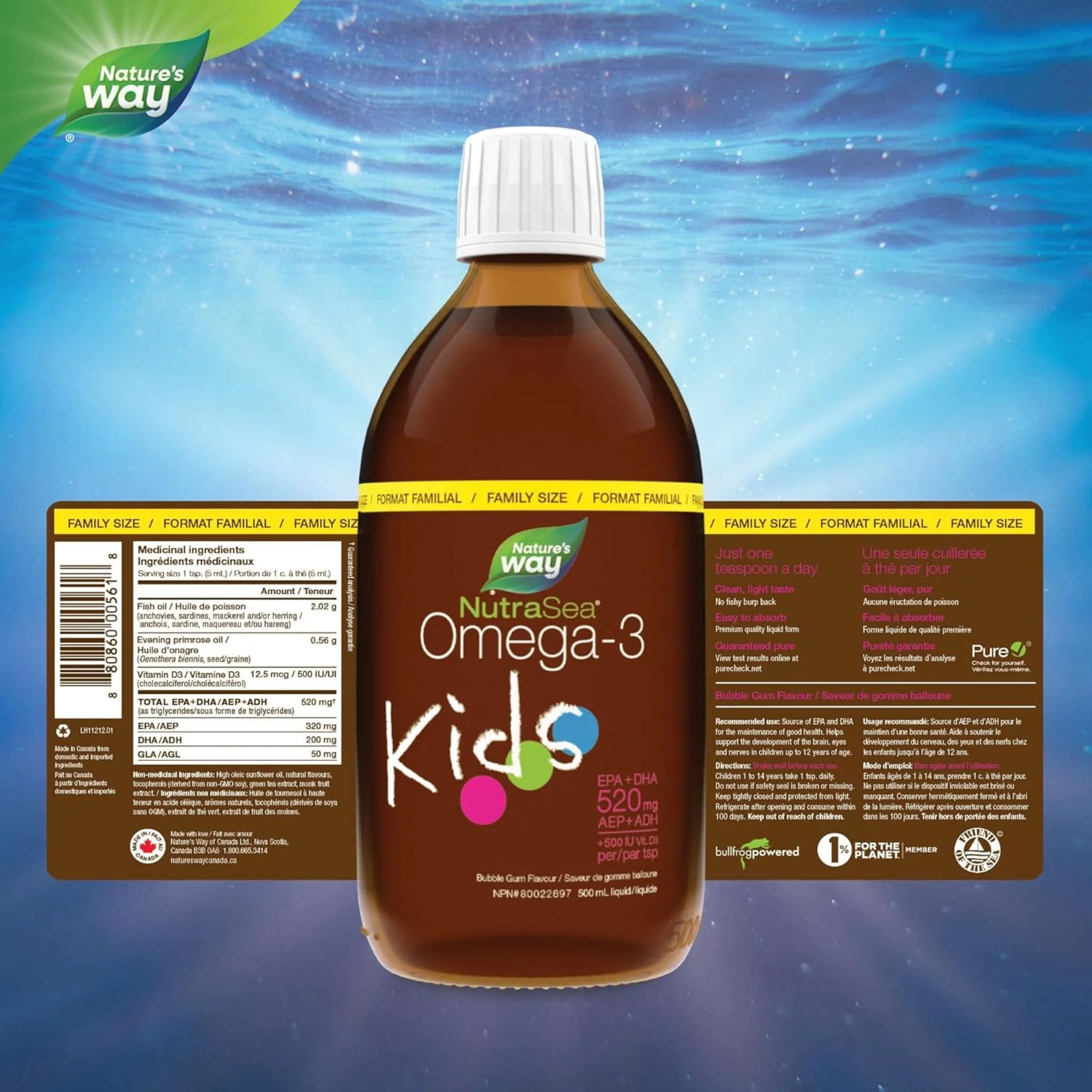 NutraSea Kids Omega-3 Plus Vitamin D, Bubble Gum Flavoured Fish Oil - Image 4
