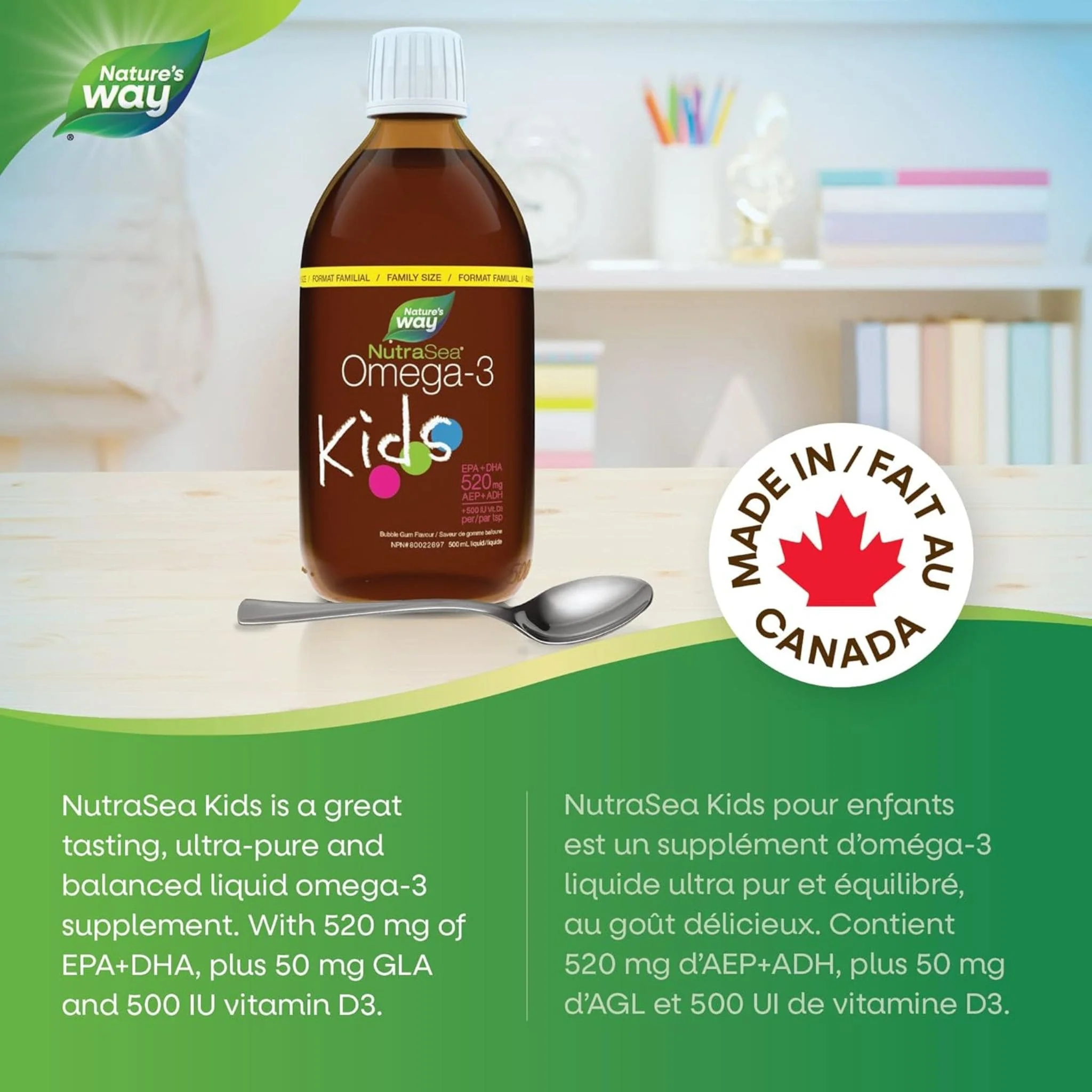 NutraSea Kids Omega-3 Plus Vitamin D, Bubble Gum Flavoured Fish Oil - Image 5