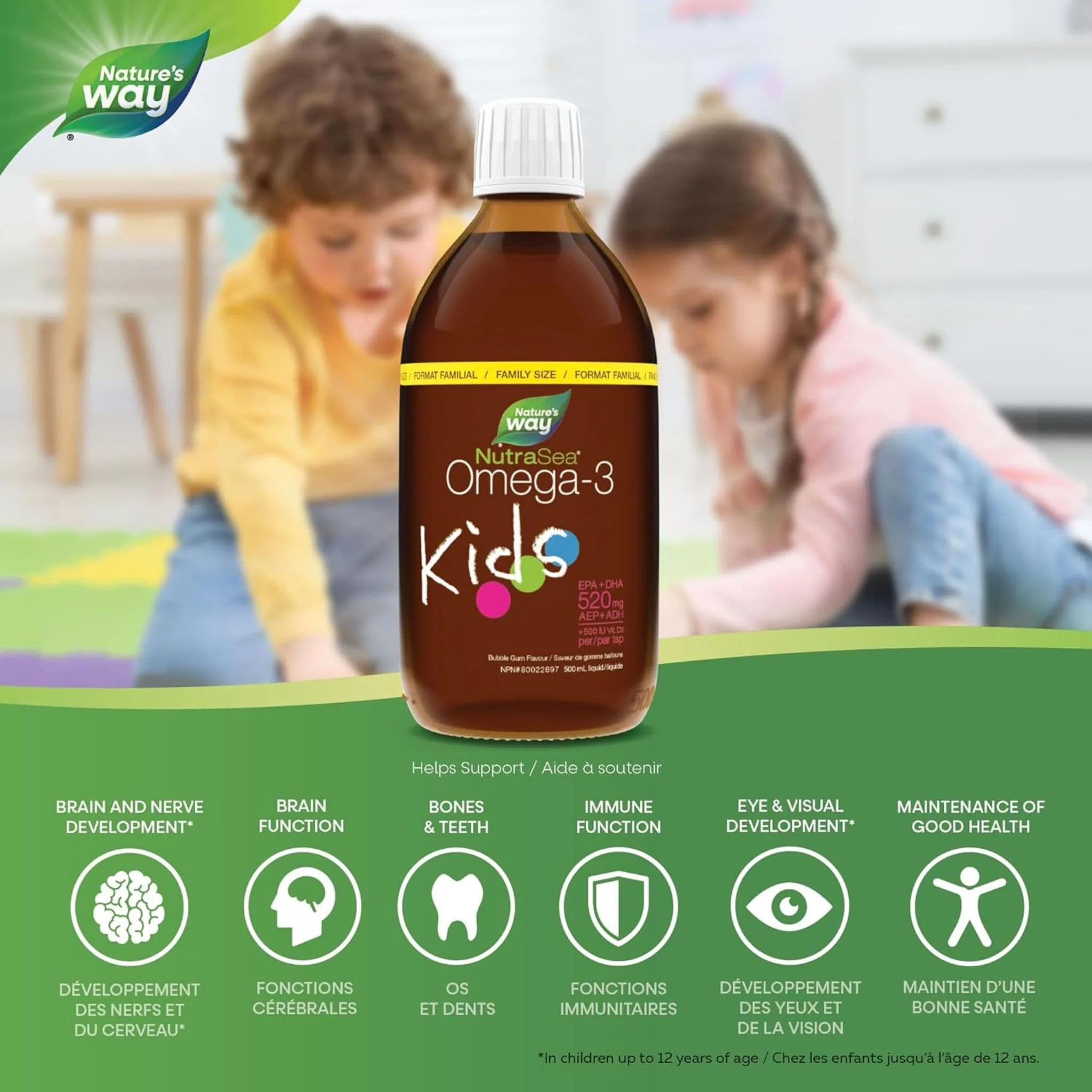 NutraSea Kids Omega-3 Plus Vitamin D, Bubble Gum Flavoured Fish Oil - Image 6