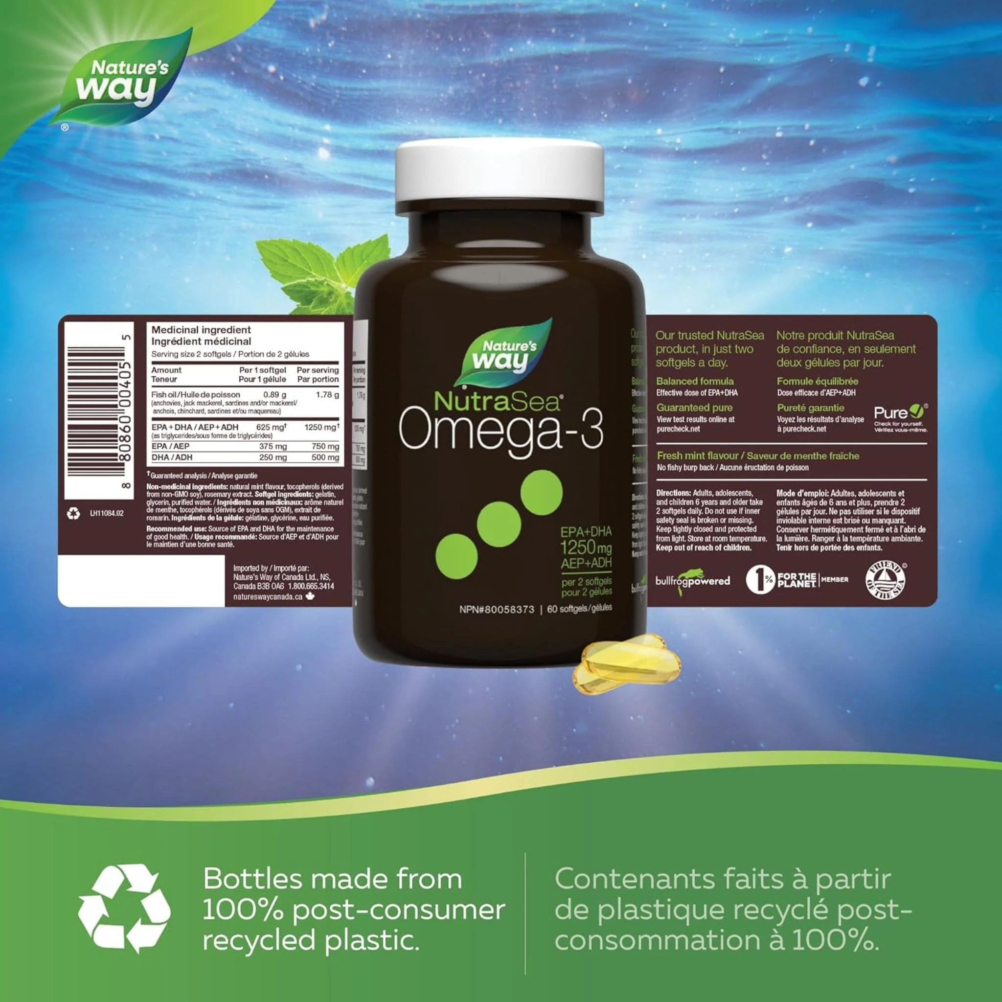 NutraSea Omega-3 Liquid Gels, 2X Concentrated, 60-150 Softgels - Image 2