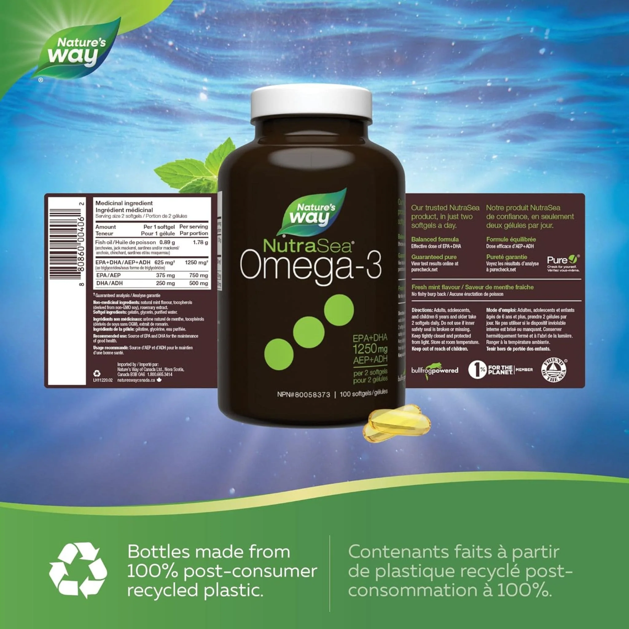 NutraSea Omega-3 Liquid Gels, 2X Concentrated, 60-150 Softgels - Image 3