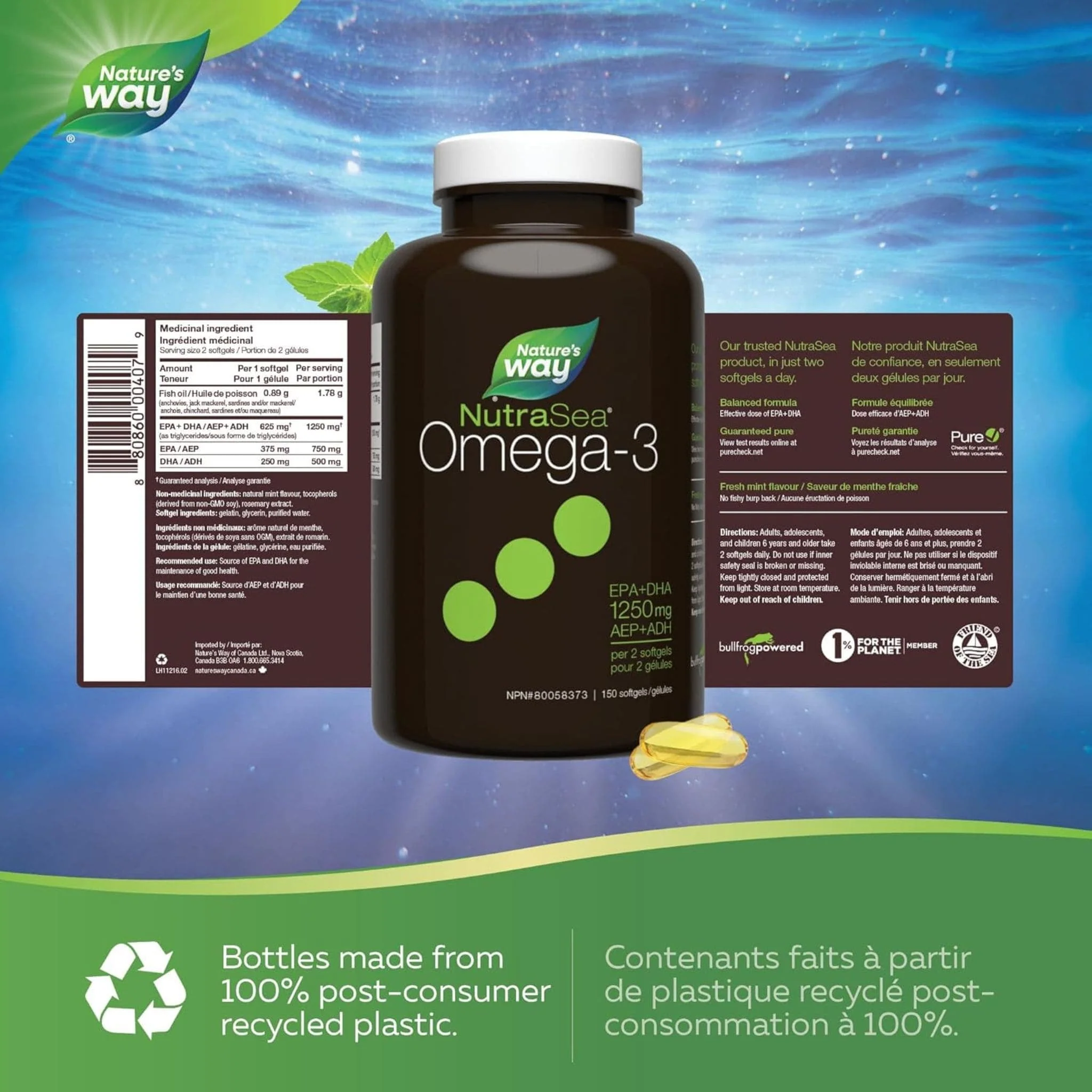 NutraSea Omega-3 Liquid Gels, 2X Concentrated, 60-150 Softgels - Image 4